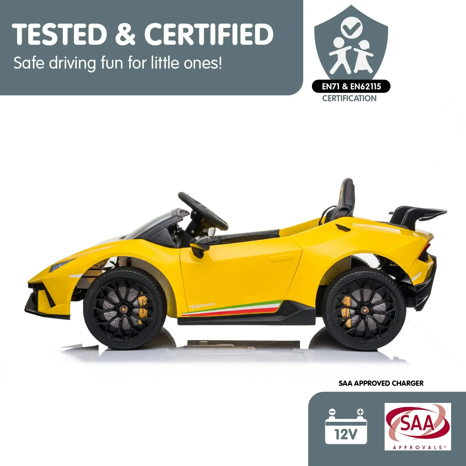 Lamborghini Performante Kids Electric Ride On Car - Yellow