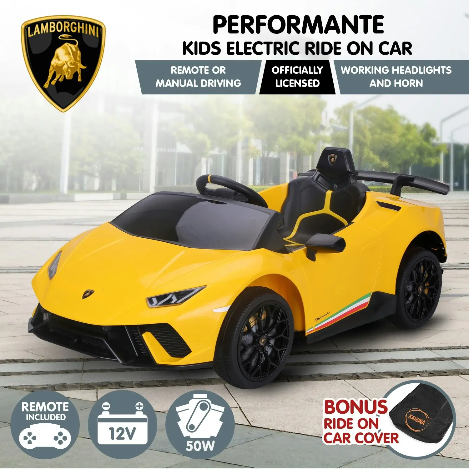 Lamborghini Performante Kids Electric Ride On Car - Yellow