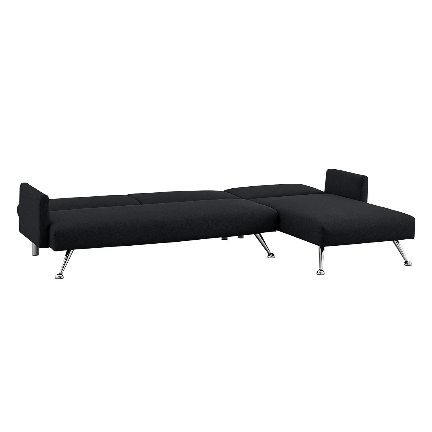 Mia 3-Seater Sofa Bed with Chaise & 3 Pillows by Sarantino - Black