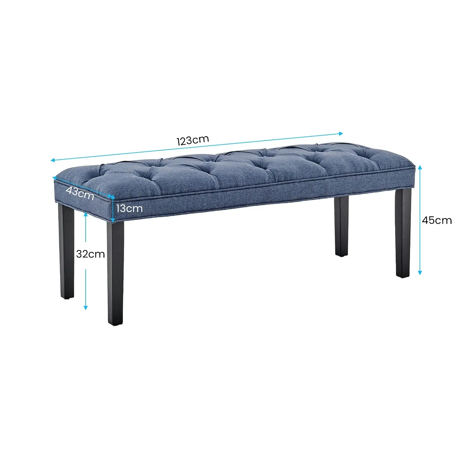 Cate Button-Tufted Upholstered Bench by Sarantino - Blue Linen