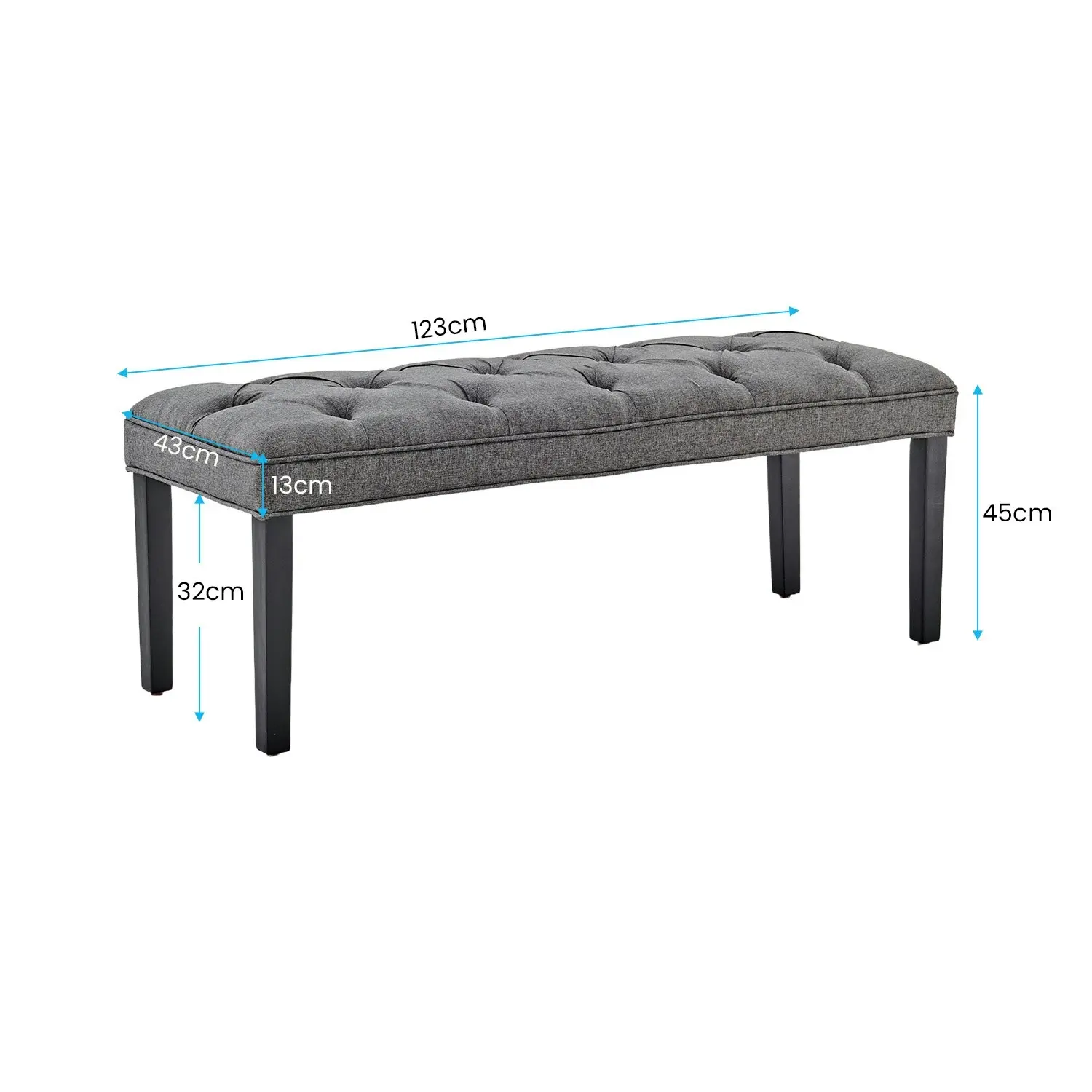 Cate Button-Tufted Upholstered Bench by Sarantino - Dark Grey