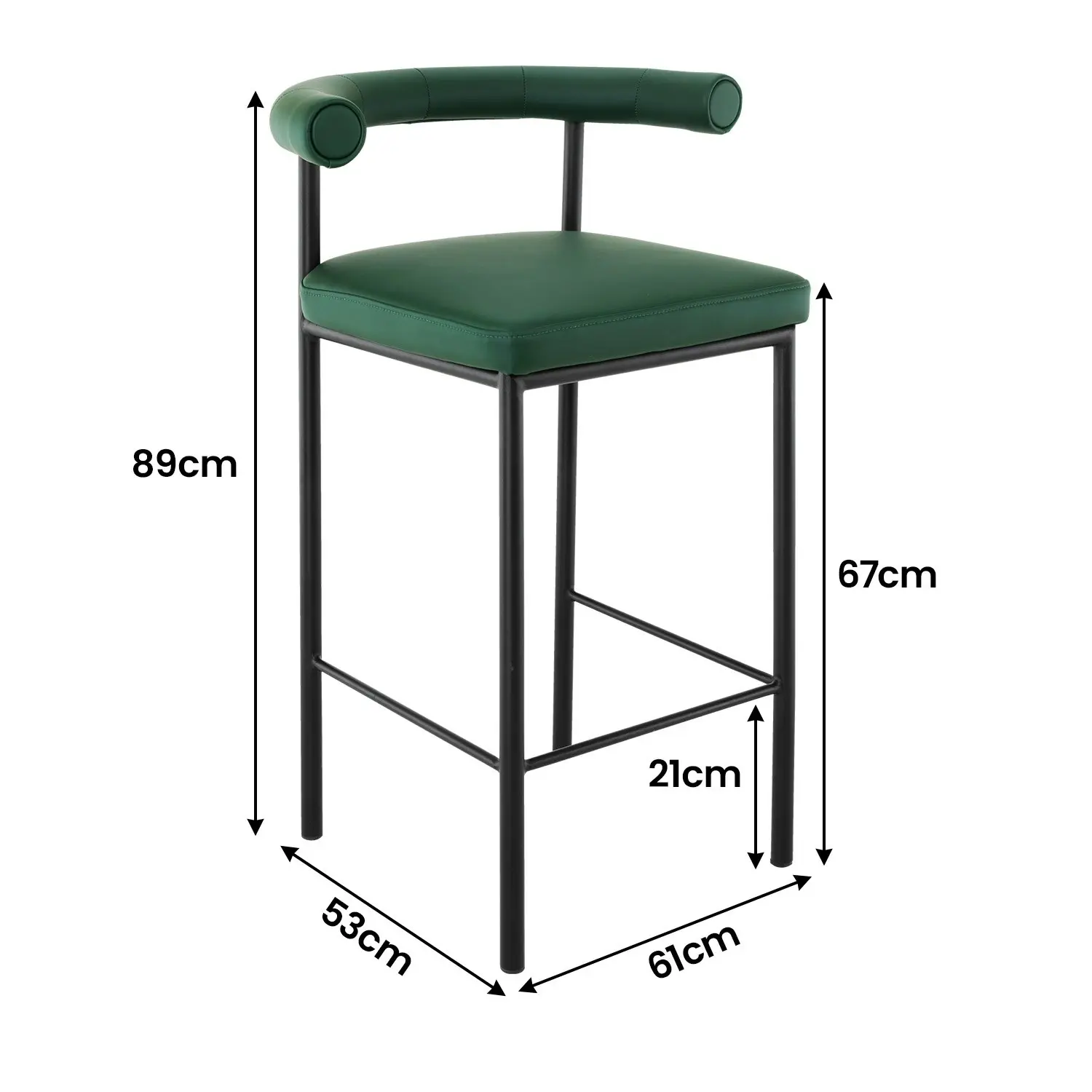 Sarantino Cedric Kitchen Bar Stool - Green