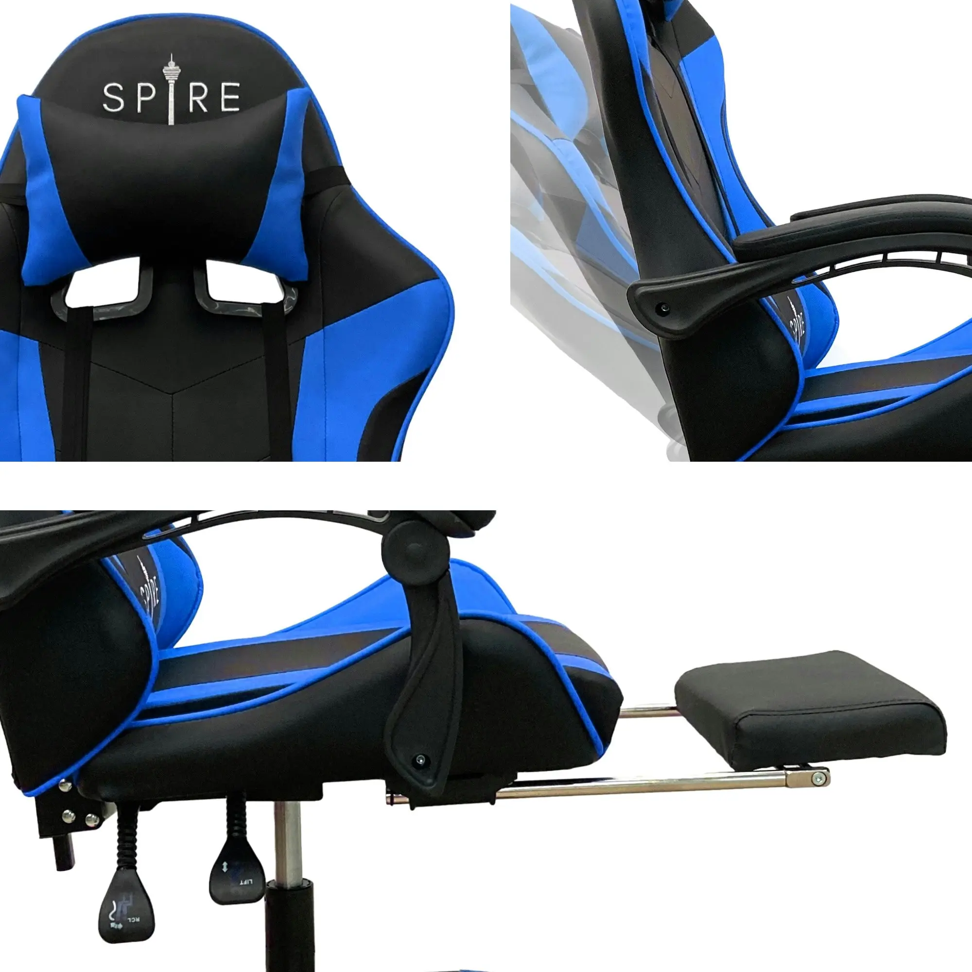 Spire Zinc Adjustable Gaming/Office Chair - Blue and Black