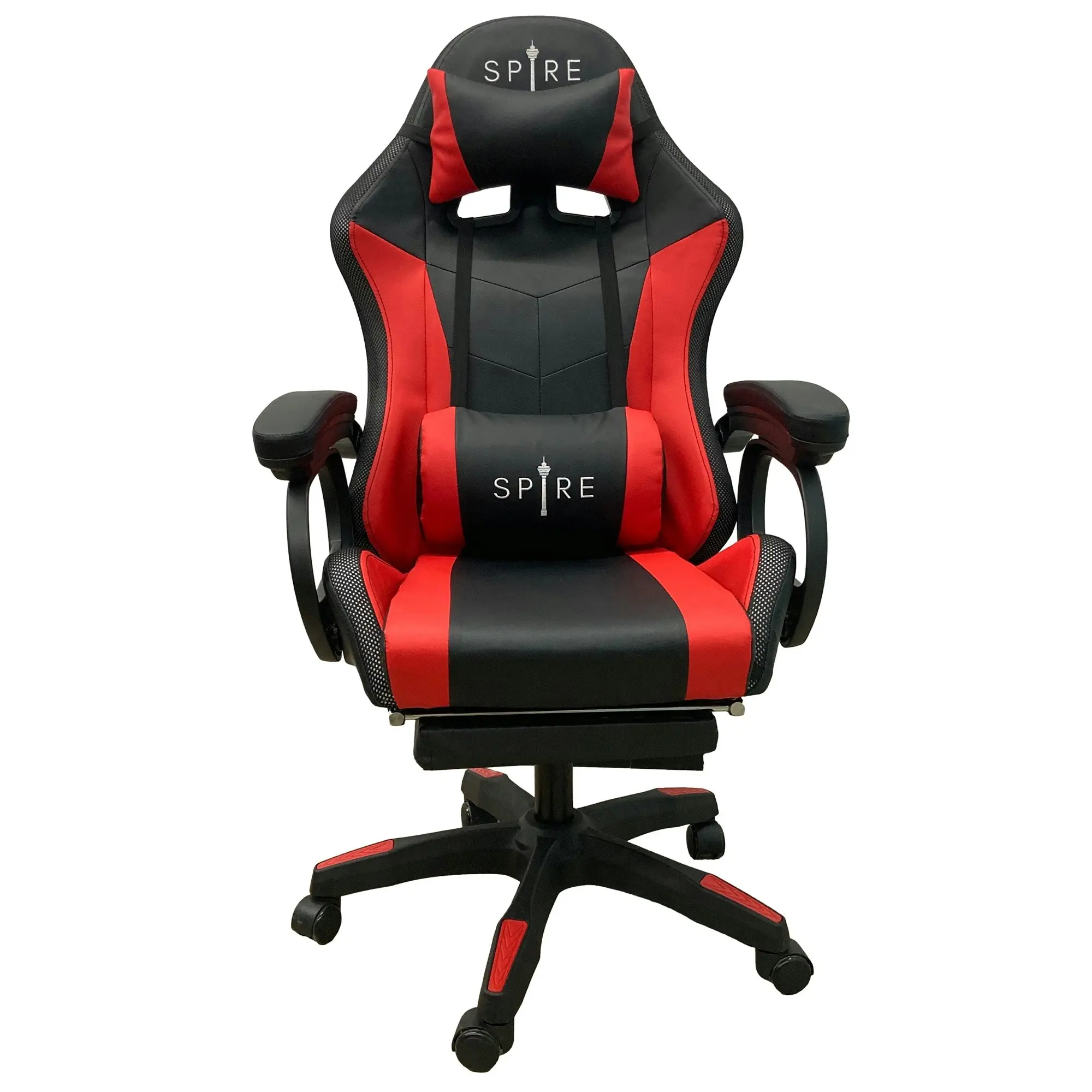 Spire Onyx LED Massage Gaming Chair - Red and Black