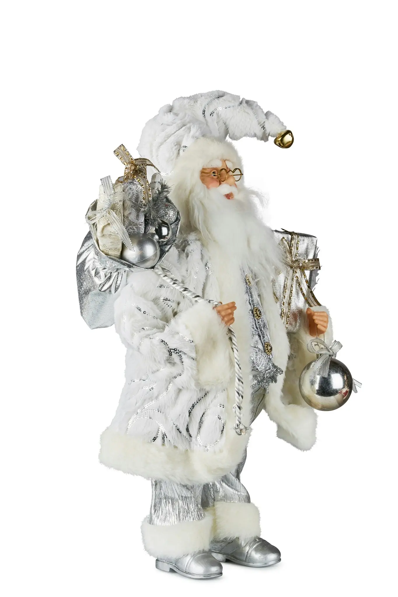 Swishmas White & Silver Santa Claus 46cm Figurine Statuette