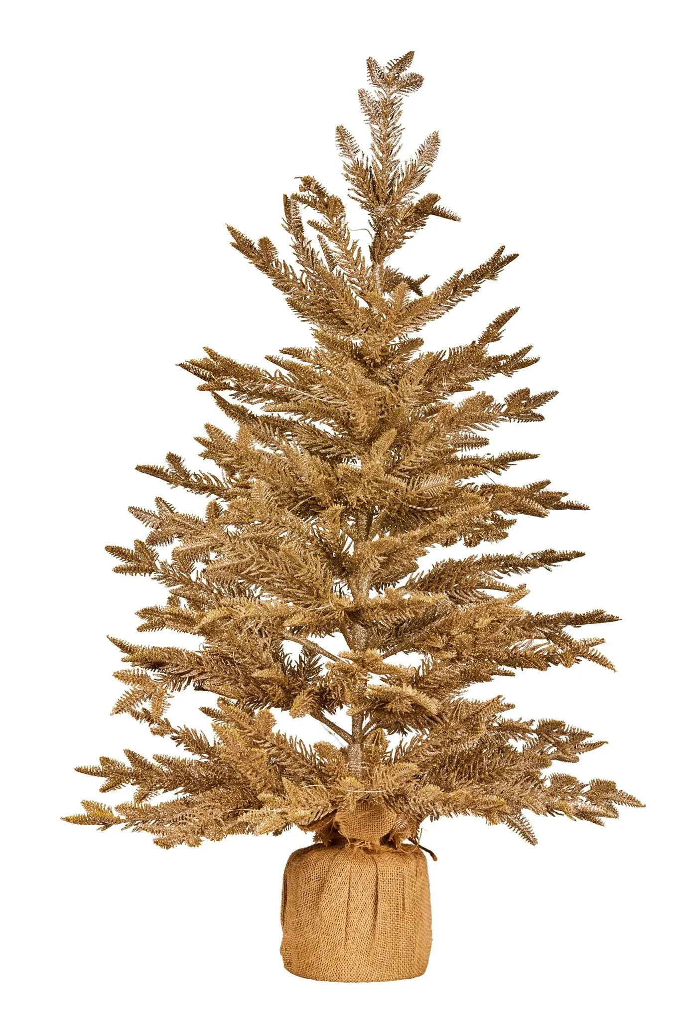 3ft Christmas Tree with Lights - Gold Fir in Hessian Base