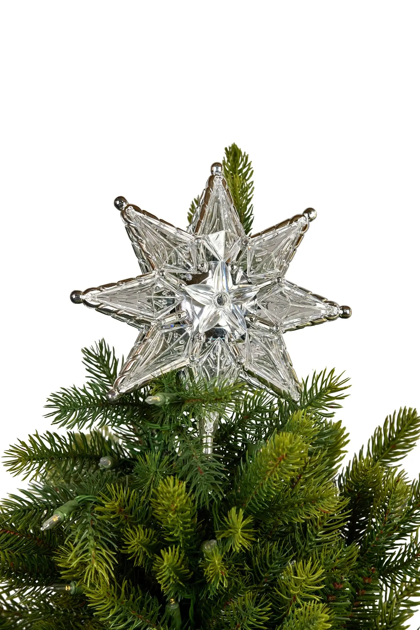 Christmas Tree Topper with Colour Lights - Clear Star