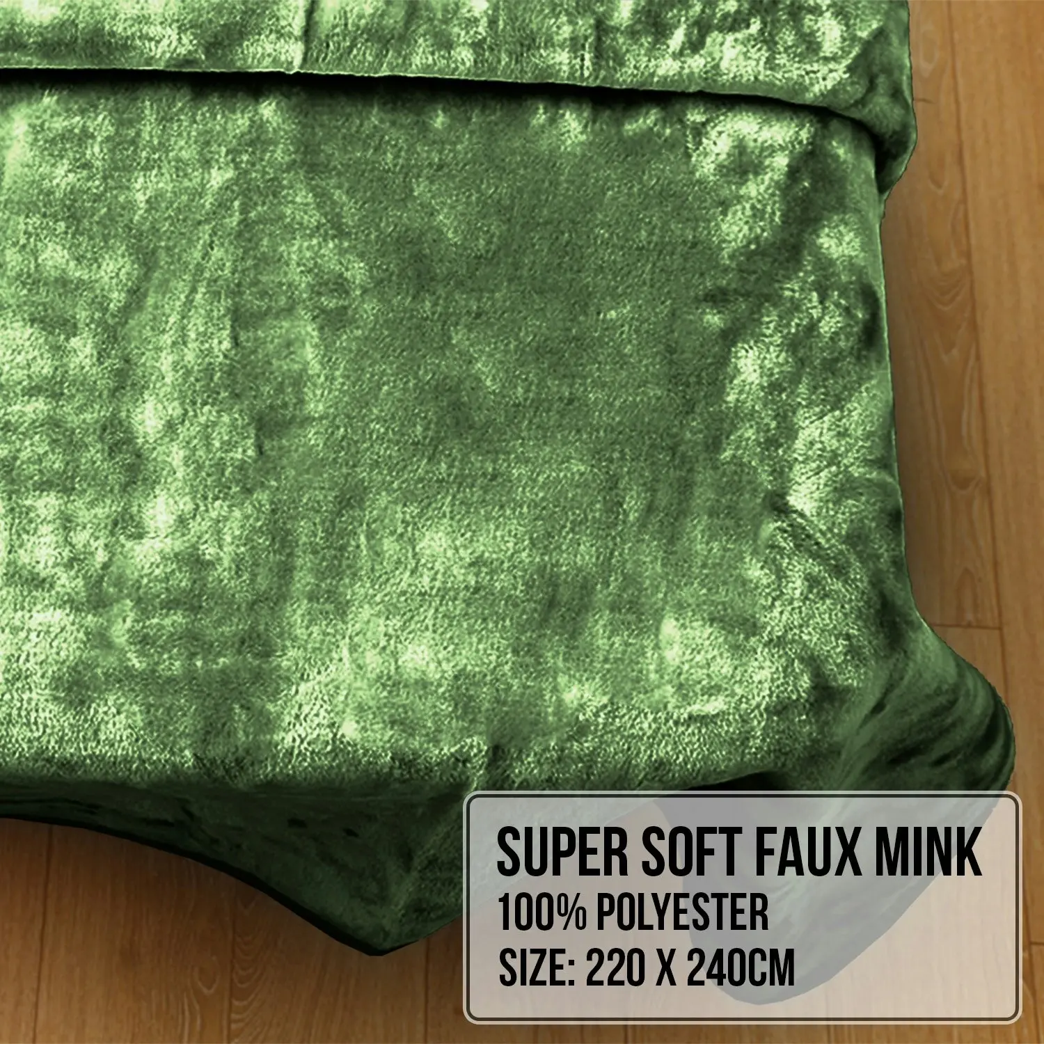 Laura Hill 600GSM Faux Mink Blanket Double-Sided Queen Size Soft Plush Bed Throw Rug 220 X 240cm - Green