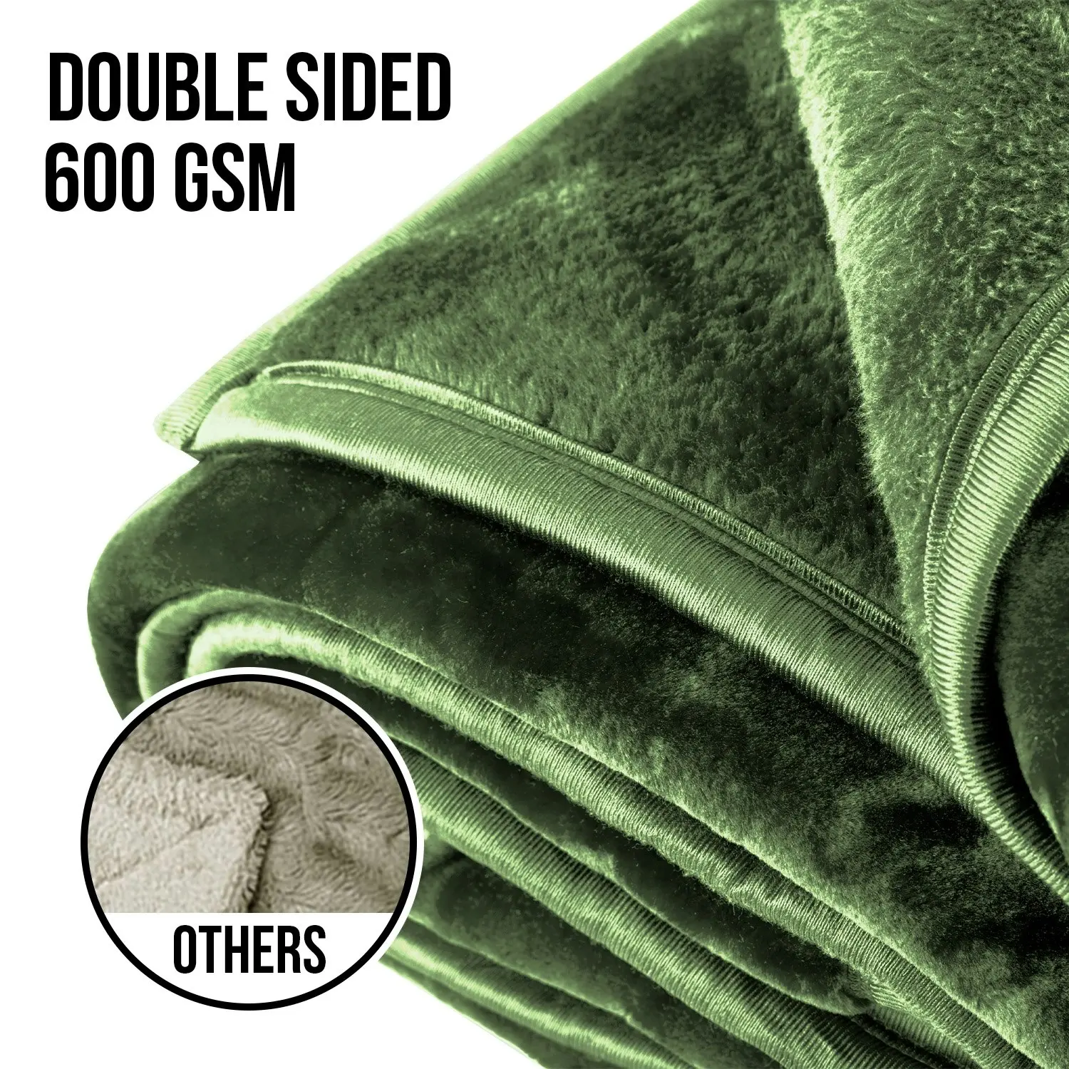 Laura Hill 600GSM Faux Mink Blanket Double-Sided Queen Size Soft Plush Bed Throw Rug 220 X 240cm - Green