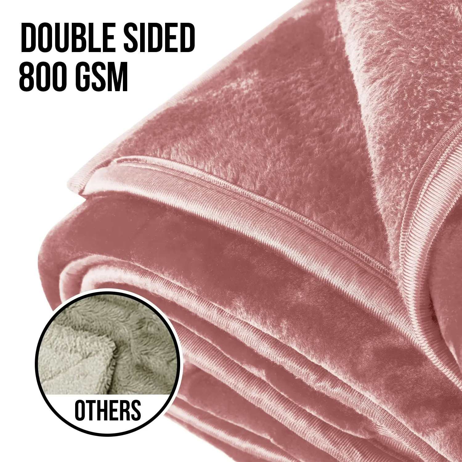 Laura Hill 800GSM Heavy Double-Sided Queen Faux Mink Blanket - Pink