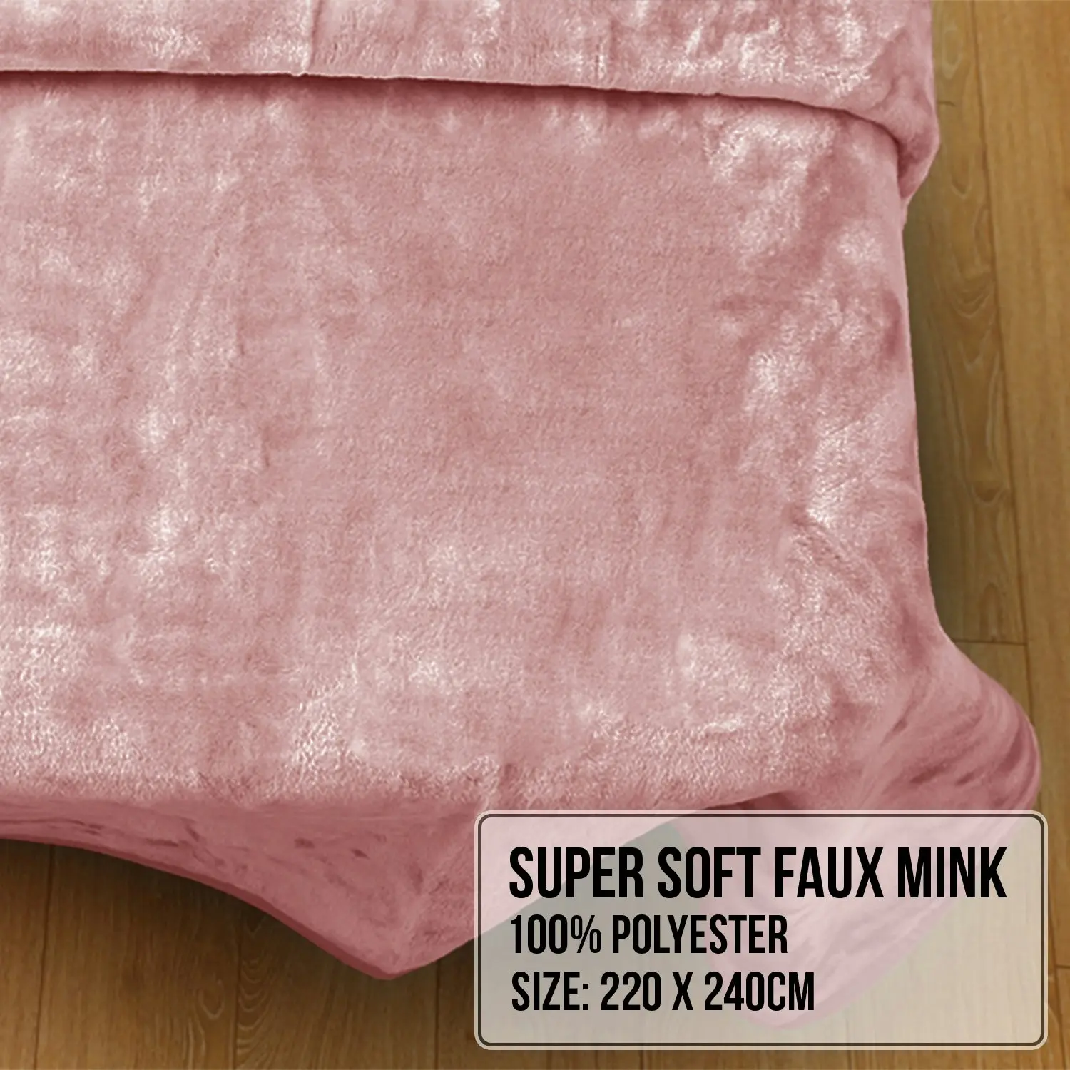 Laura Hill 800GSM Heavy Double-Sided Queen Faux Mink Blanket - Pink