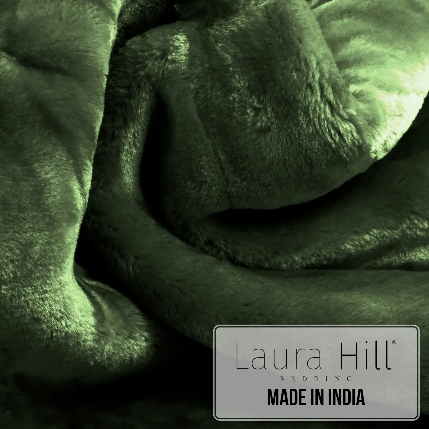 Laura Hill 800GSM Heavy Double-Sided Queen Faux Mink Blanket - Green