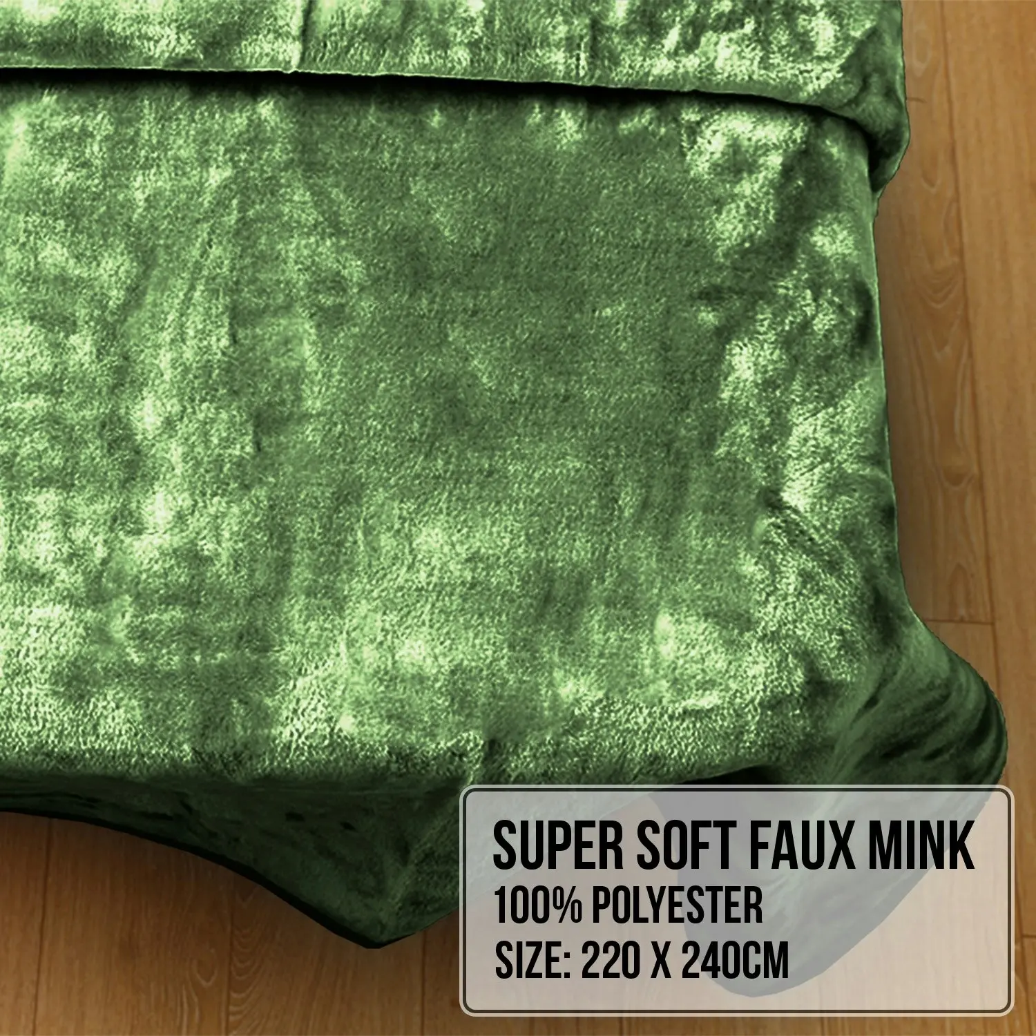 Laura Hill 800GSM Heavy Double-Sided Queen Faux Mink Blanket - Green