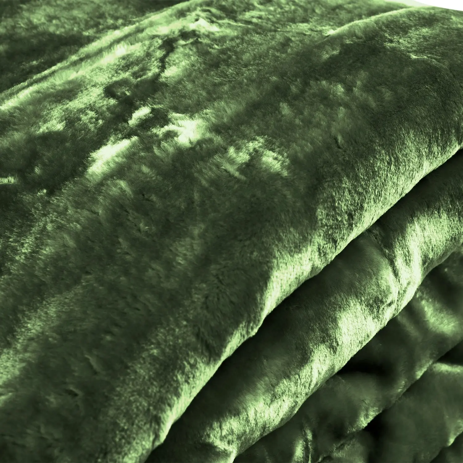 Laura Hill 800GSM Heavy Double-Sided Queen Faux Mink Blanket - Green