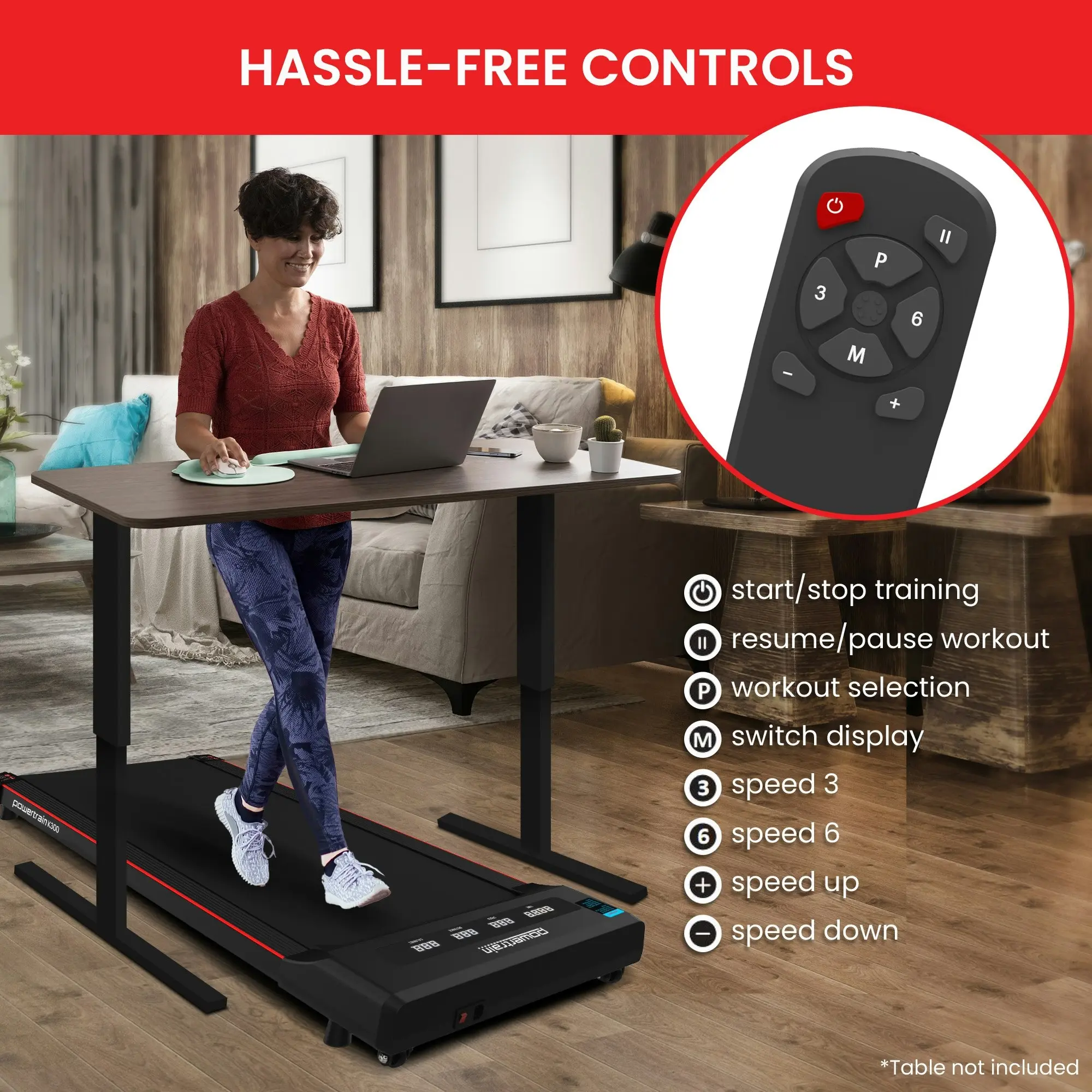 Powertrain K300 Electric Walking Pad Under Desk Treadmill