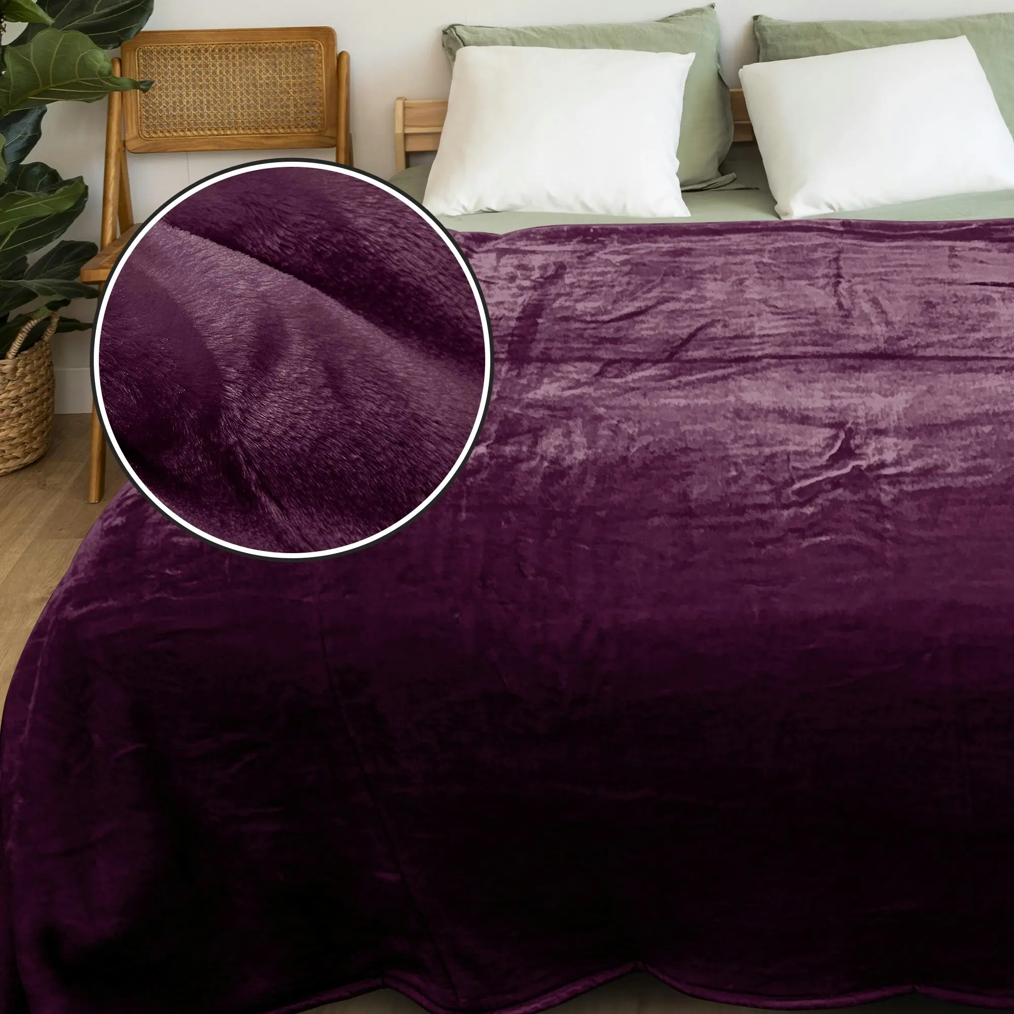 Laura Hill XL Double-Sided Oversized Faux Mink Blanket 305x305cm Purple