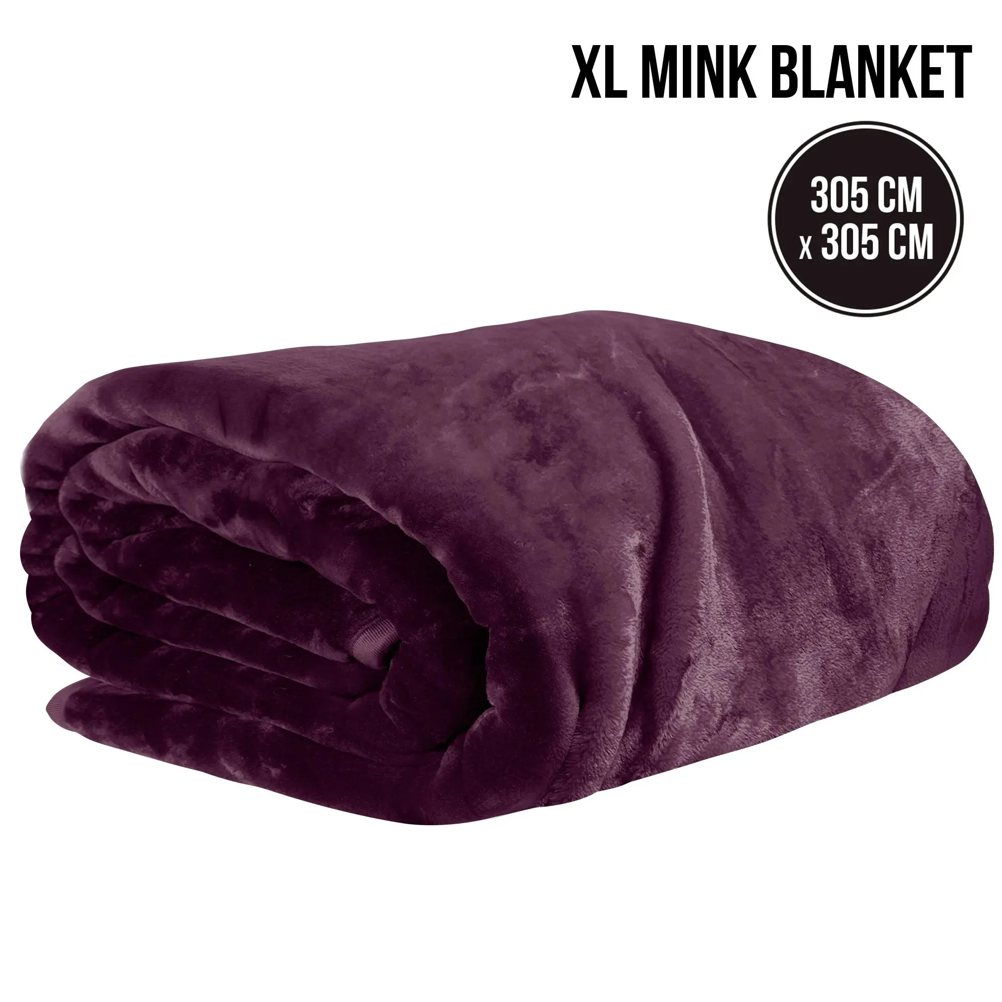 Laura Hill XL Double-Sided Oversized Faux Mink Blanket 305x305cm Purple