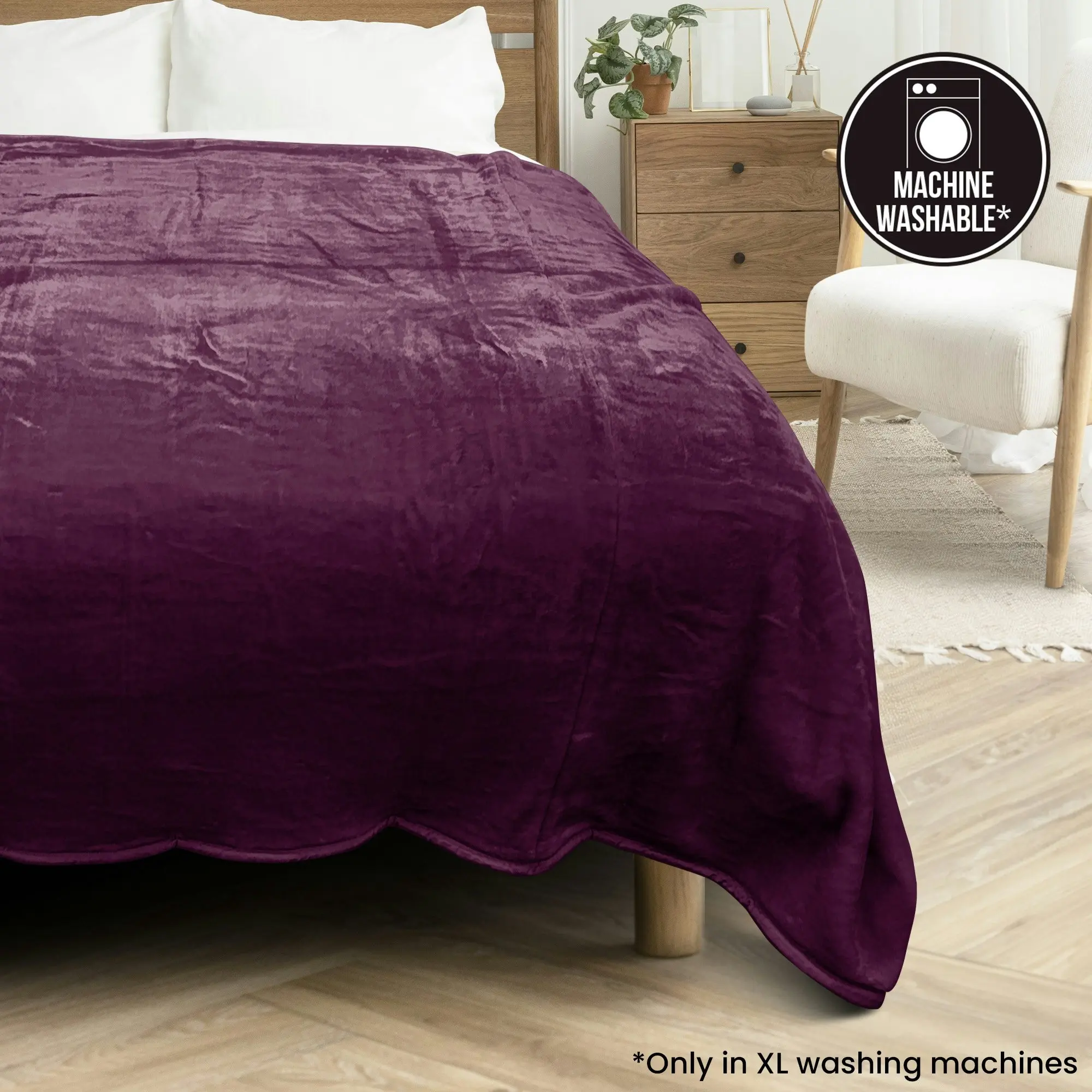 Laura Hill XL Double-Sided Oversized Faux Mink Blanket 305x305cm Purple