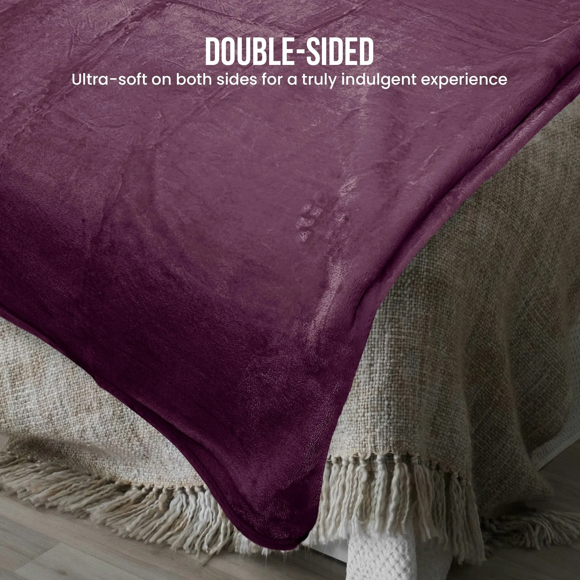 Laura Hill XL Double-Sided Oversized Faux Mink Blanket 305x305cm Purple