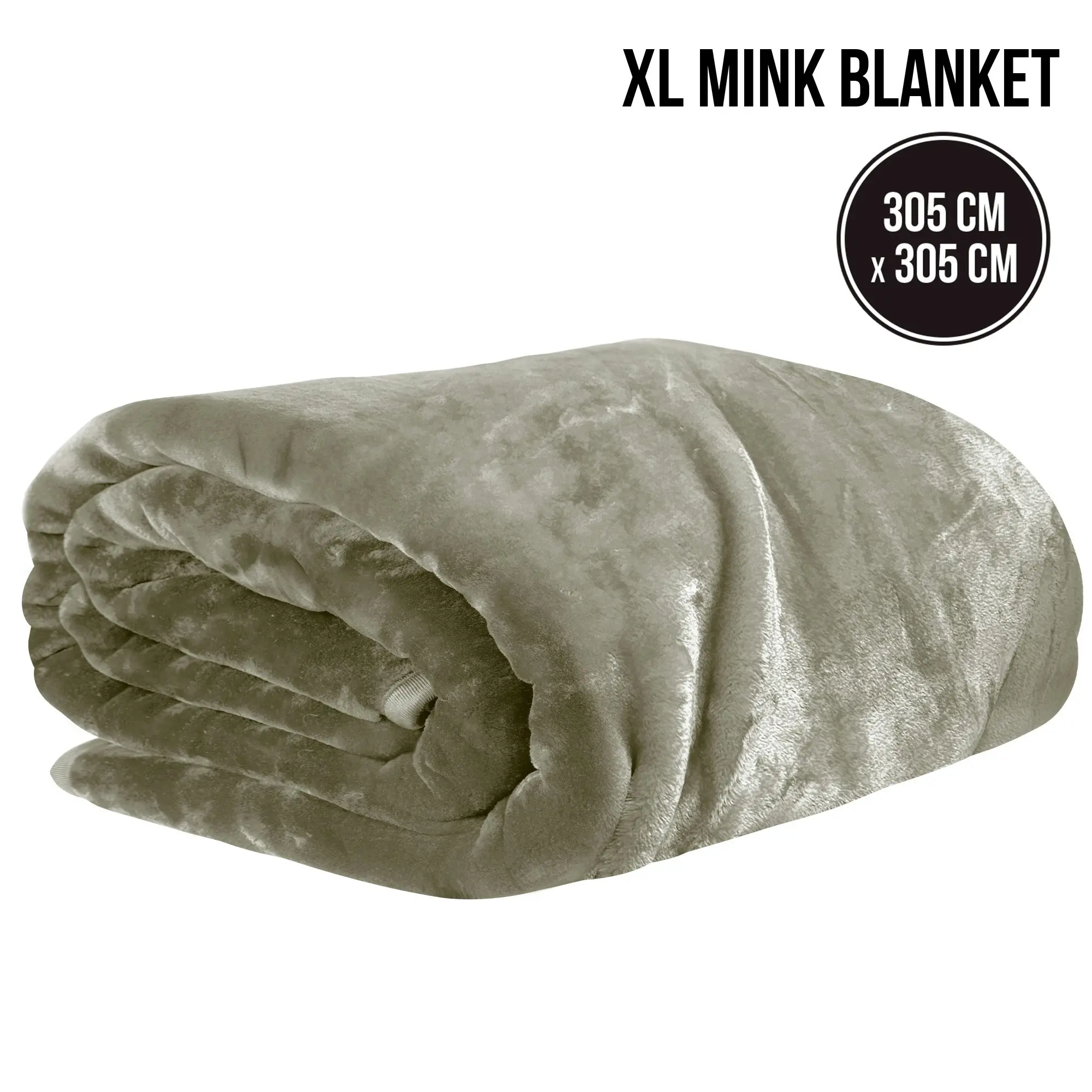 Laura Hill XL Double-Sided Oversized Faux Mink Blanket 305x305cm Olive