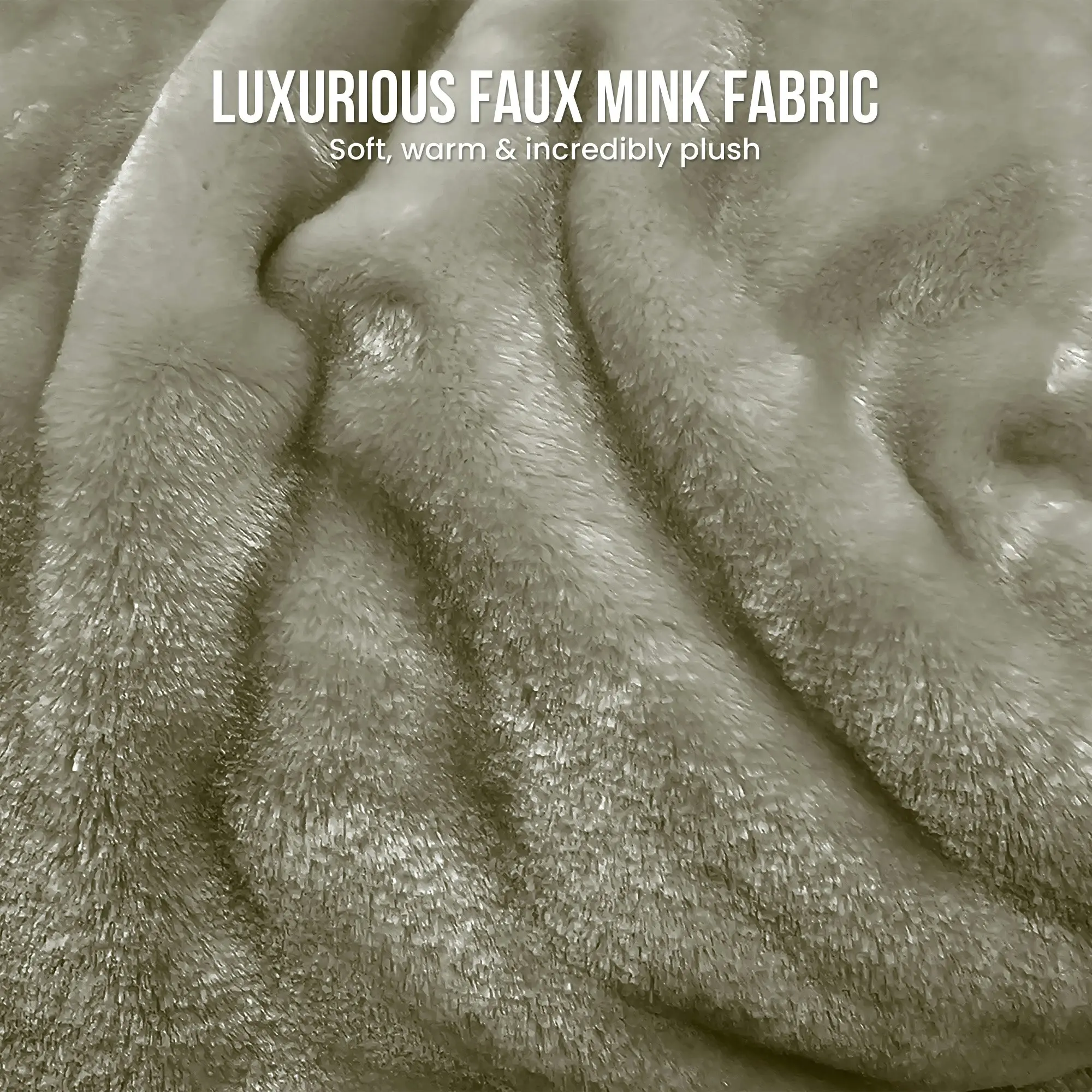 Laura Hill XL Double-Sided Oversized Faux Mink Blanket 305x305cm Olive