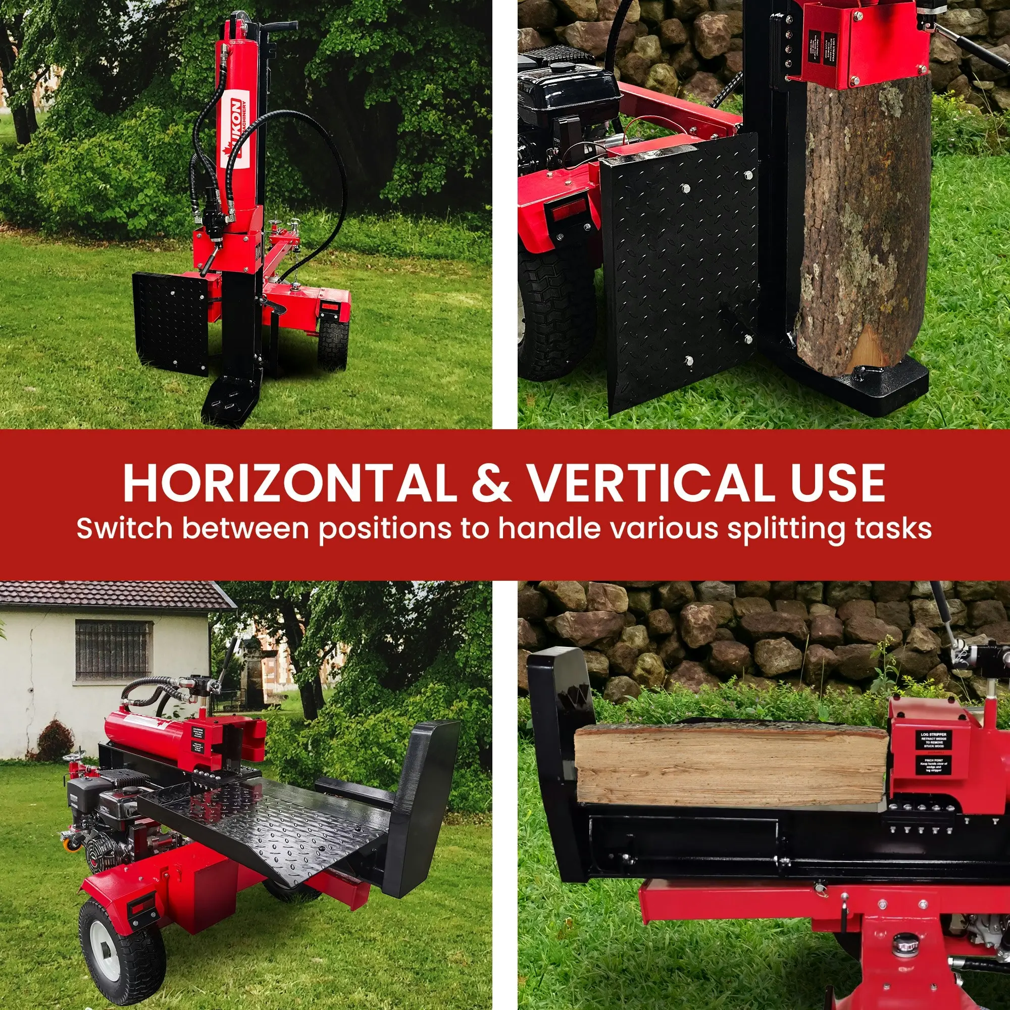 Yukon 75 Ton Petrol Hydraulic Horizontal and Vertical Log Splitter Electric Start