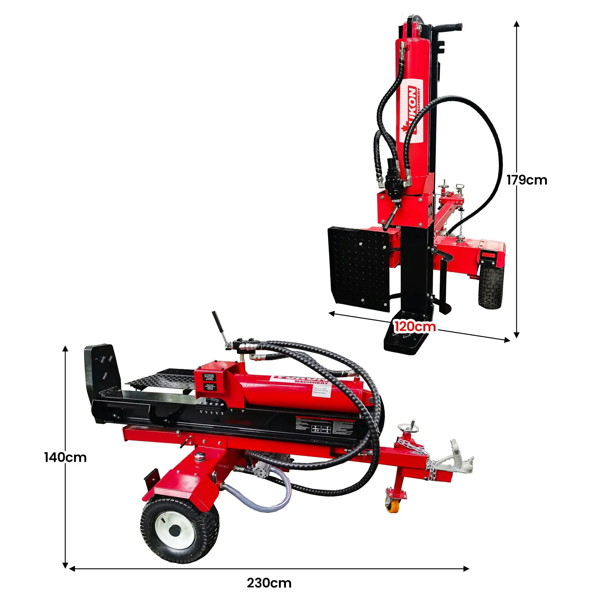 Yukon 75 Ton Petrol Hydraulic Horizontal and Vertical Log Splitter Electric Start