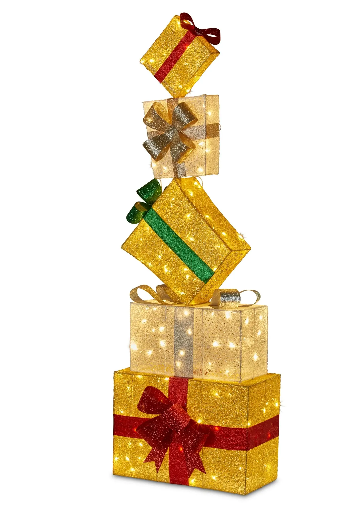 167cm Outdoor  Christmas Present Stack with Lights