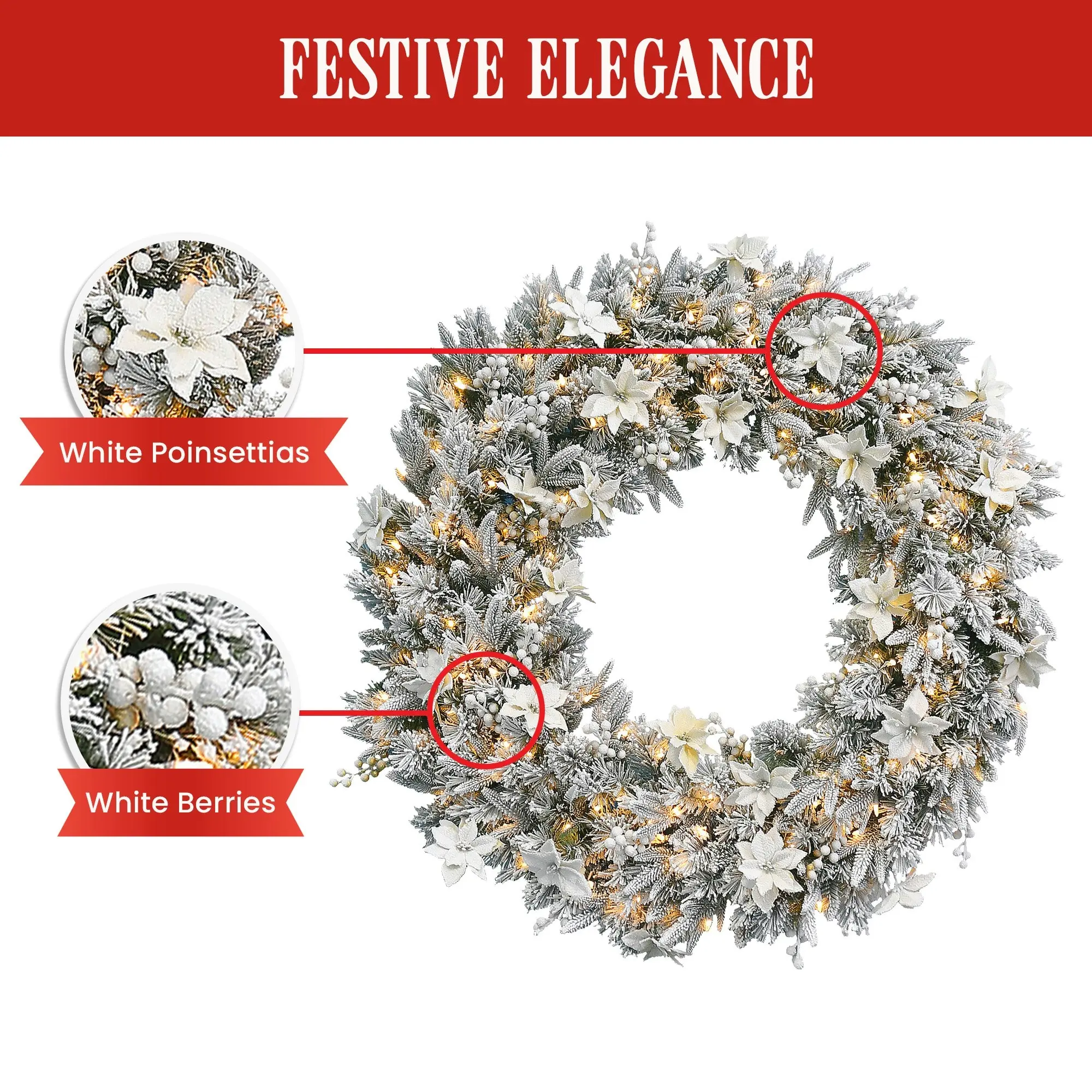 National Tree Company 122cm Frosted Colonial Pre-Lit Christmas Wreath