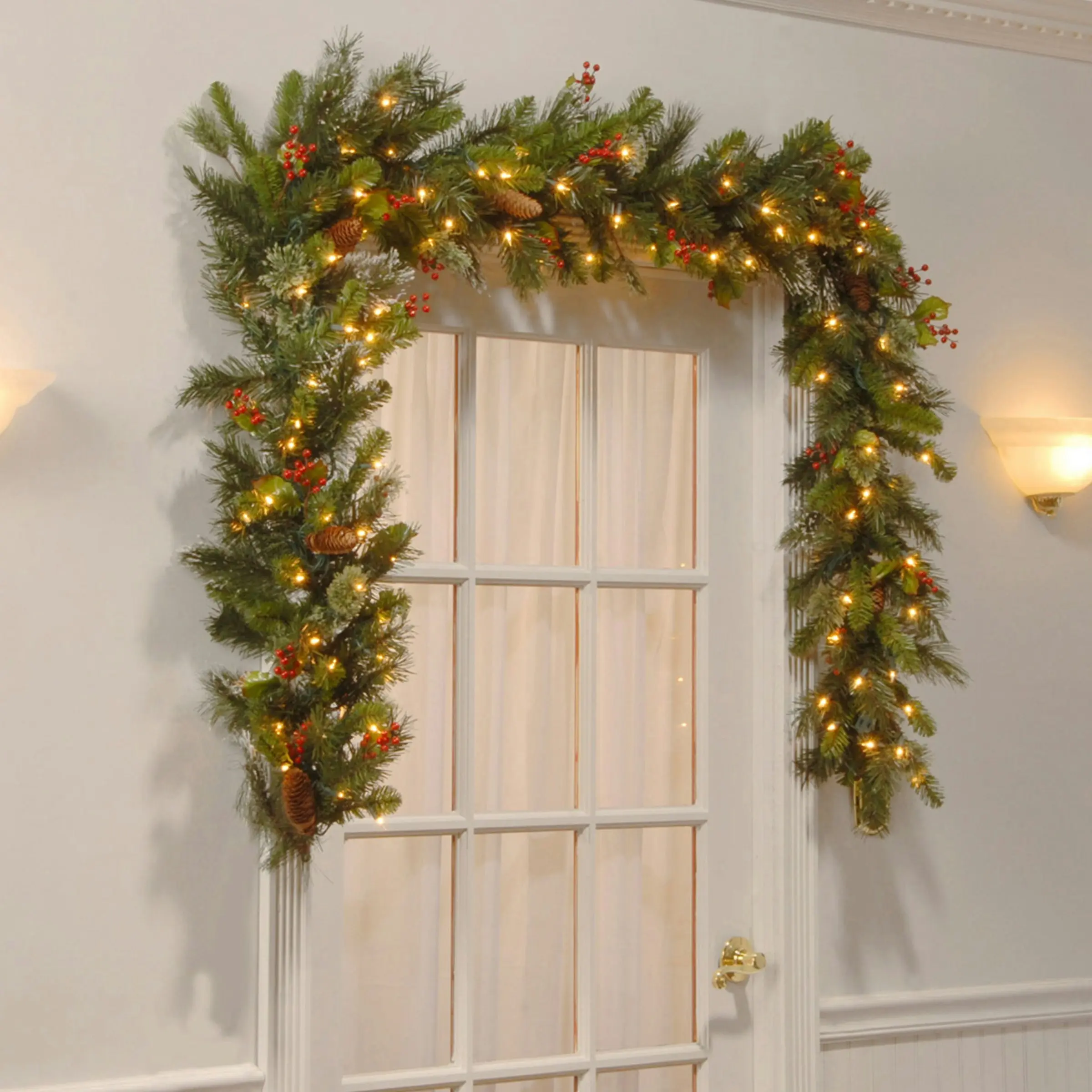 Christmas Garland with Lights - Battery Operated 274cm Wintry Pine