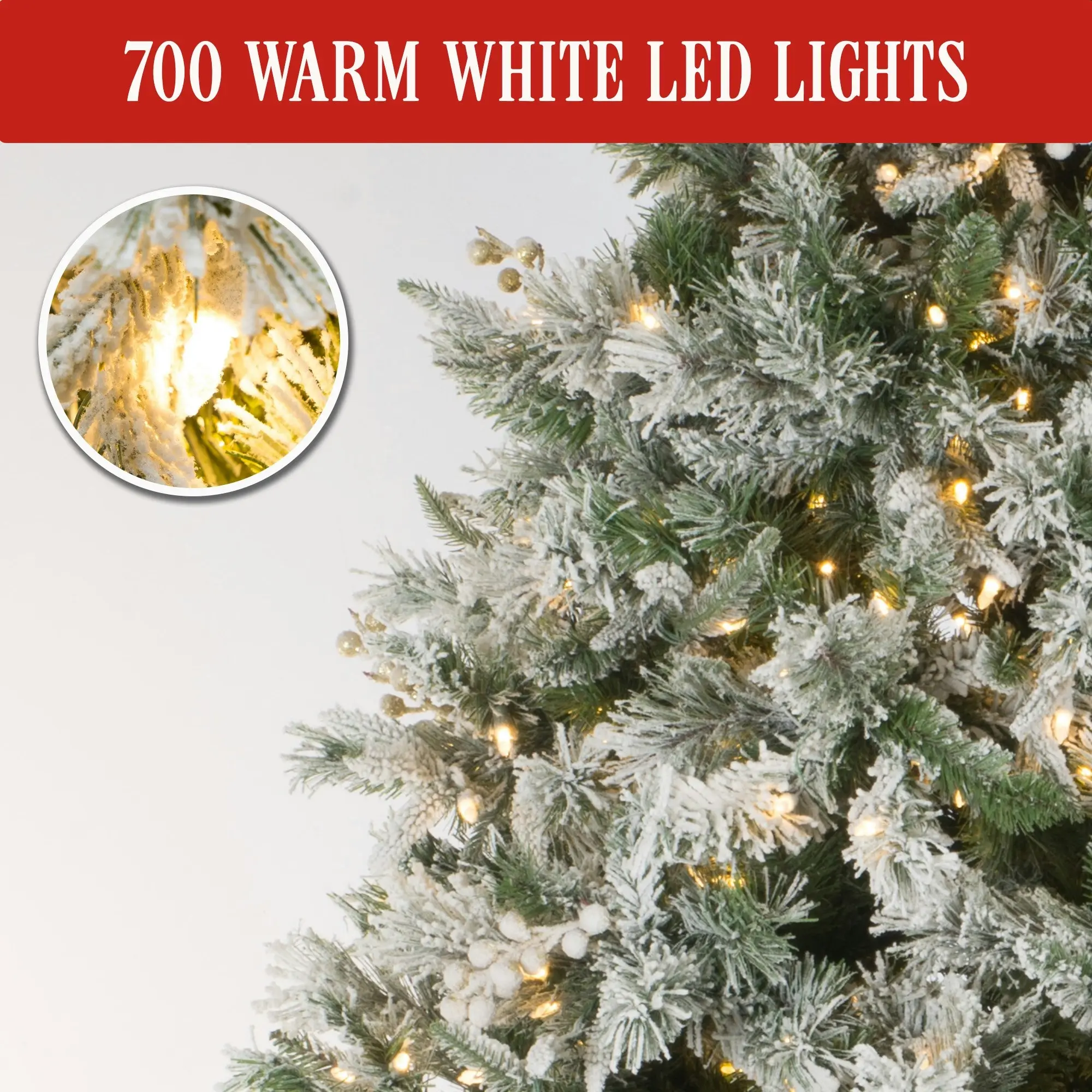 National Tree Company 2.3m Frosted Colonial Prelit Christmas Tree with 1778 Tips