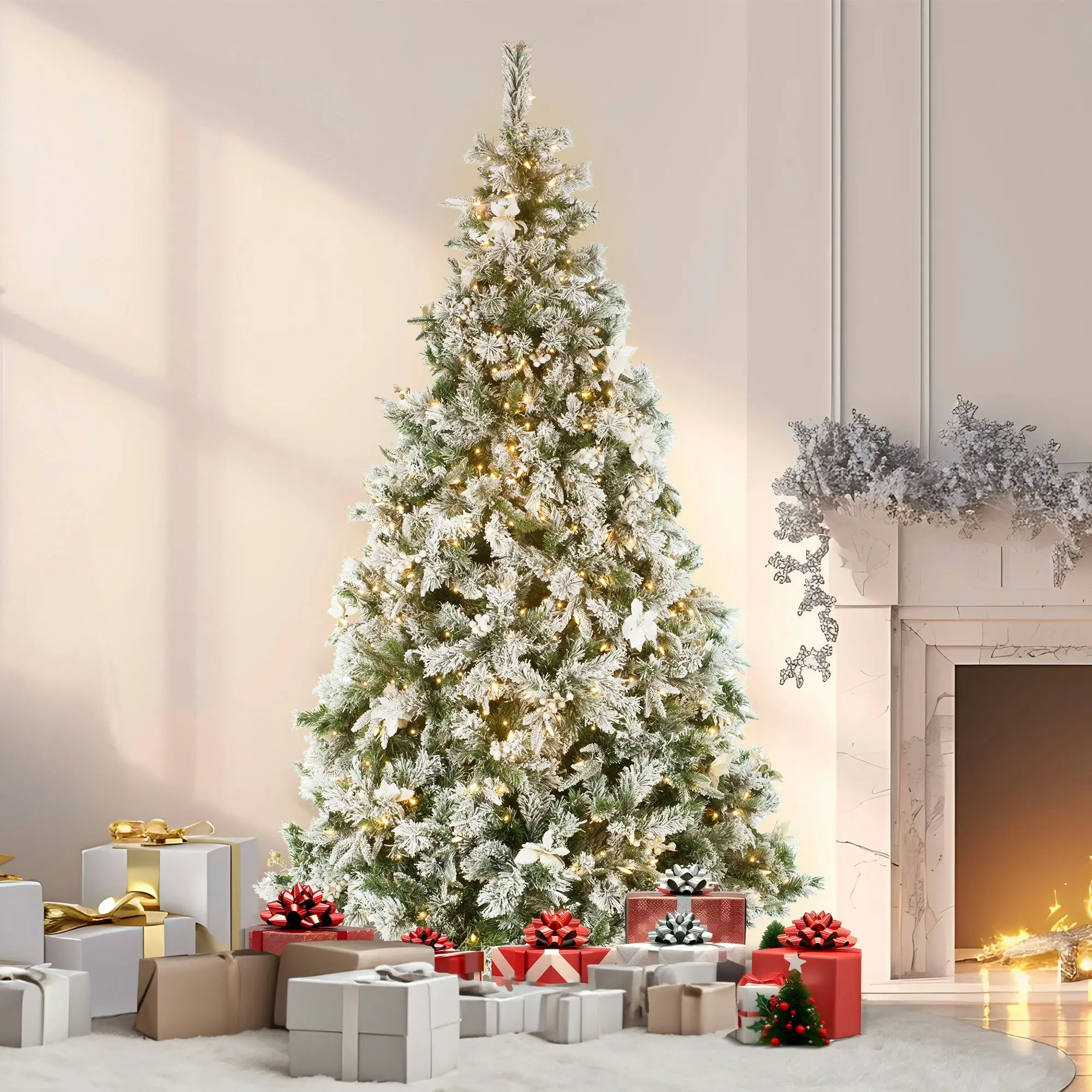 National Tree Company 2.3m Frosted Colonial Prelit Christmas Tree with 1778 Tips