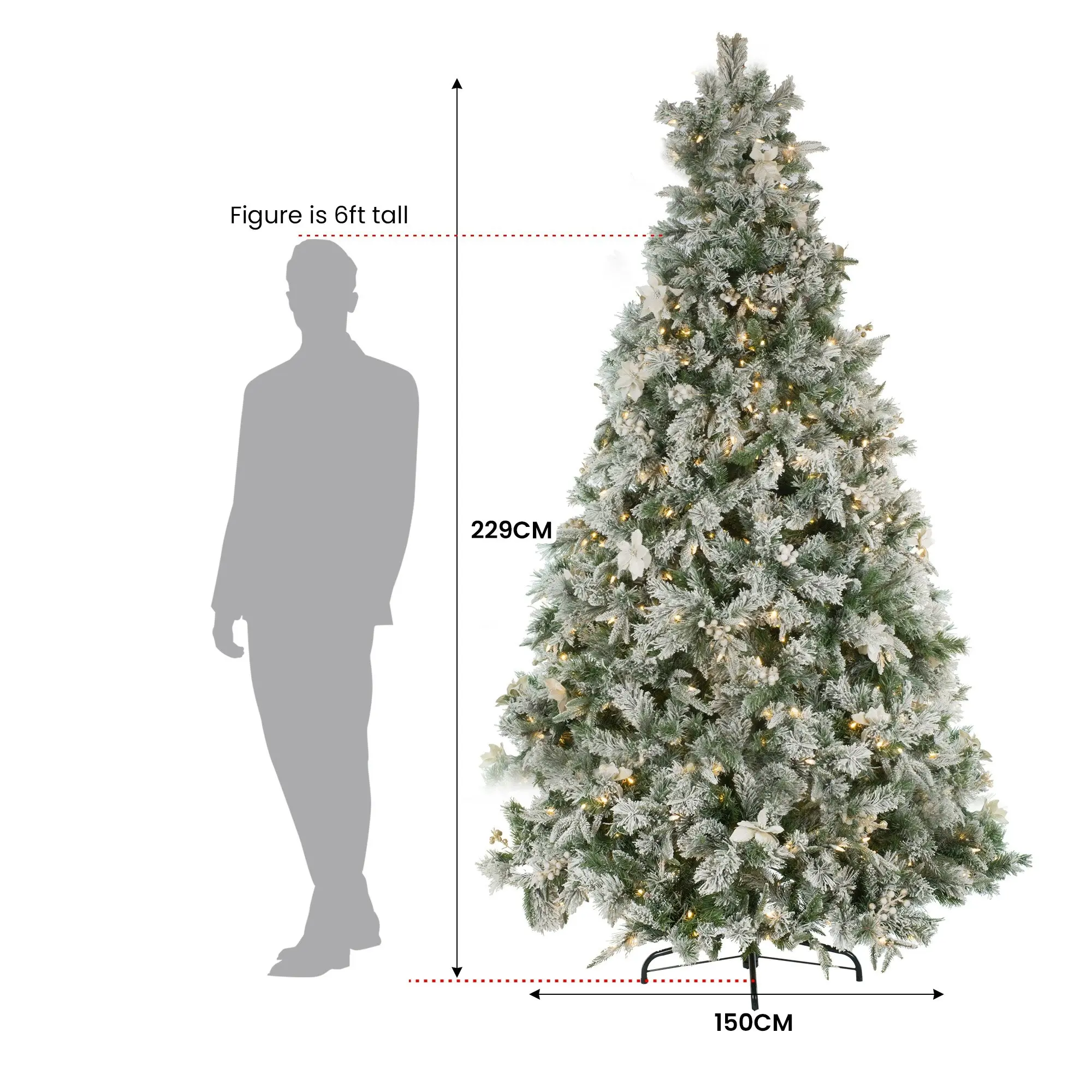 National Tree Company 2.3m Frosted Colonial Prelit Christmas Tree with 1778 Tips