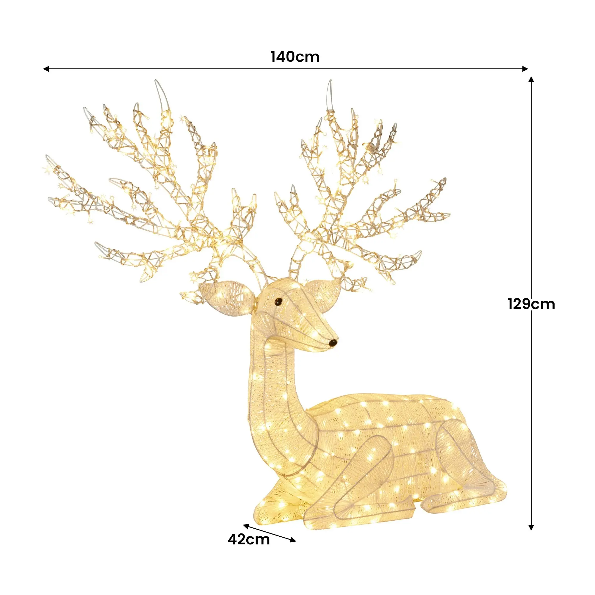 129cm Festive Indoor/Outdoor Reindeer Christmas Display 280 Warm White LED Light