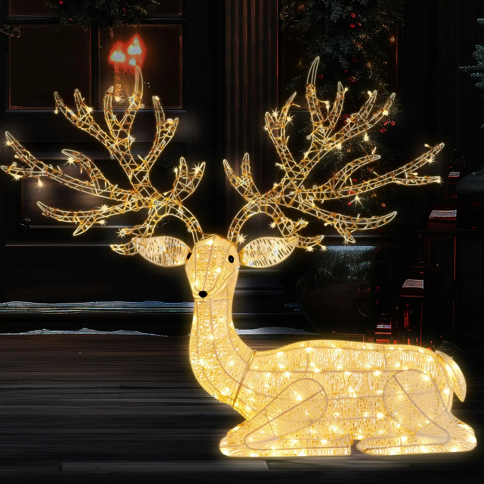 129cm Festive Indoor/Outdoor Reindeer Christmas Display 280 Warm White LED Light