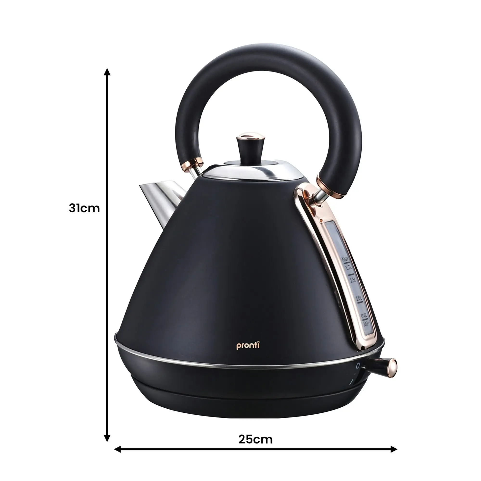 Pronti Kettle, Pronti Toaster and HomeMaid Coffee Machine Breakfast Set in Black