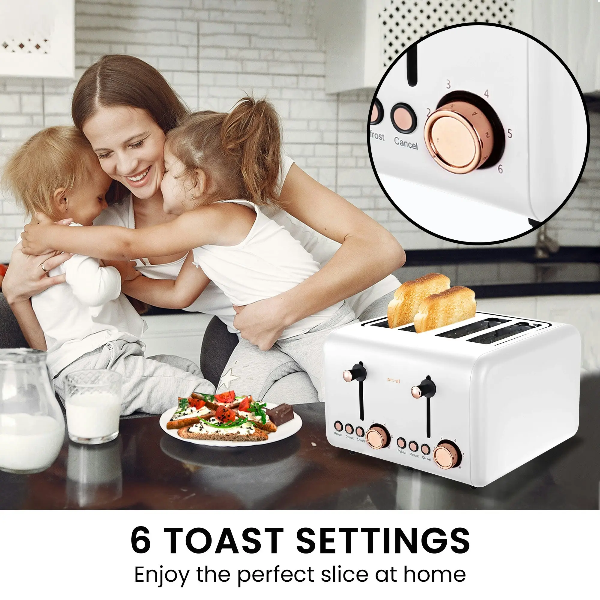 Pronti Kettle, Pronti Toaster and HomeMaid Coffee Machine Breakfast Set in White