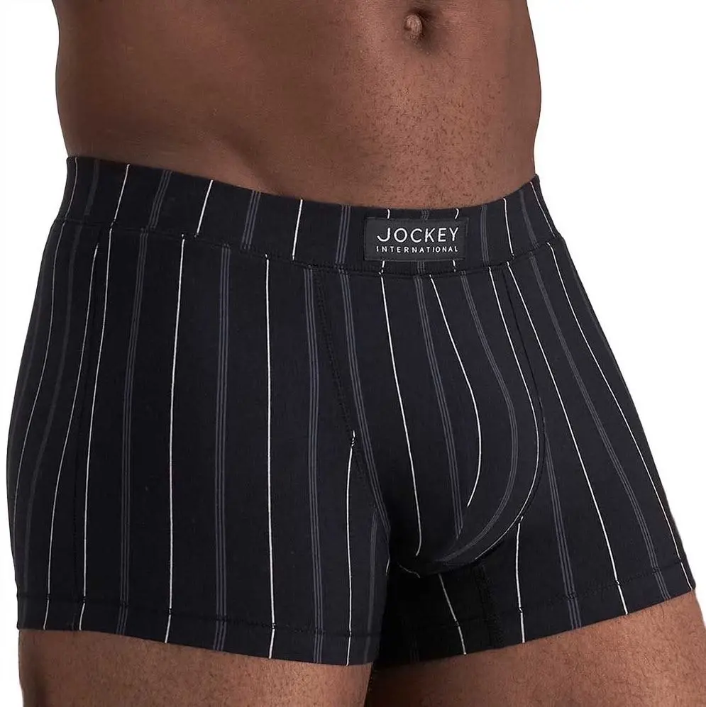 10 x Jockey Mens London Trunks Underwear Striped Black Jocks