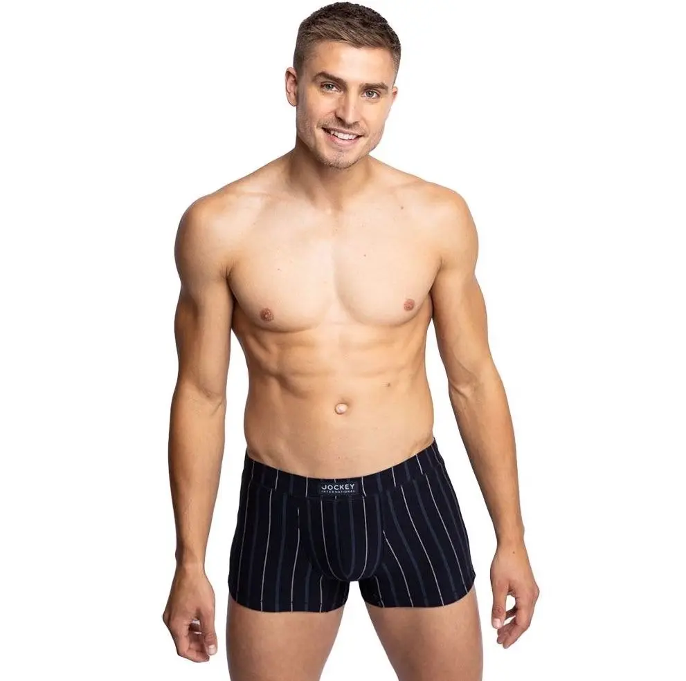 6 x Jockey Mens London Trunks Underwear Striped Black Jocks