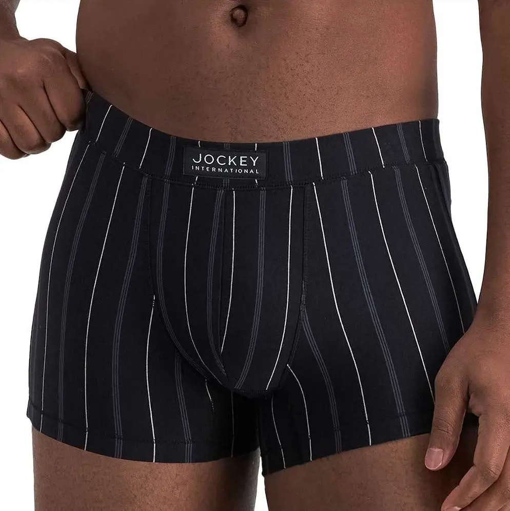 6 x Jockey Mens London Trunks Underwear Striped Black Jocks