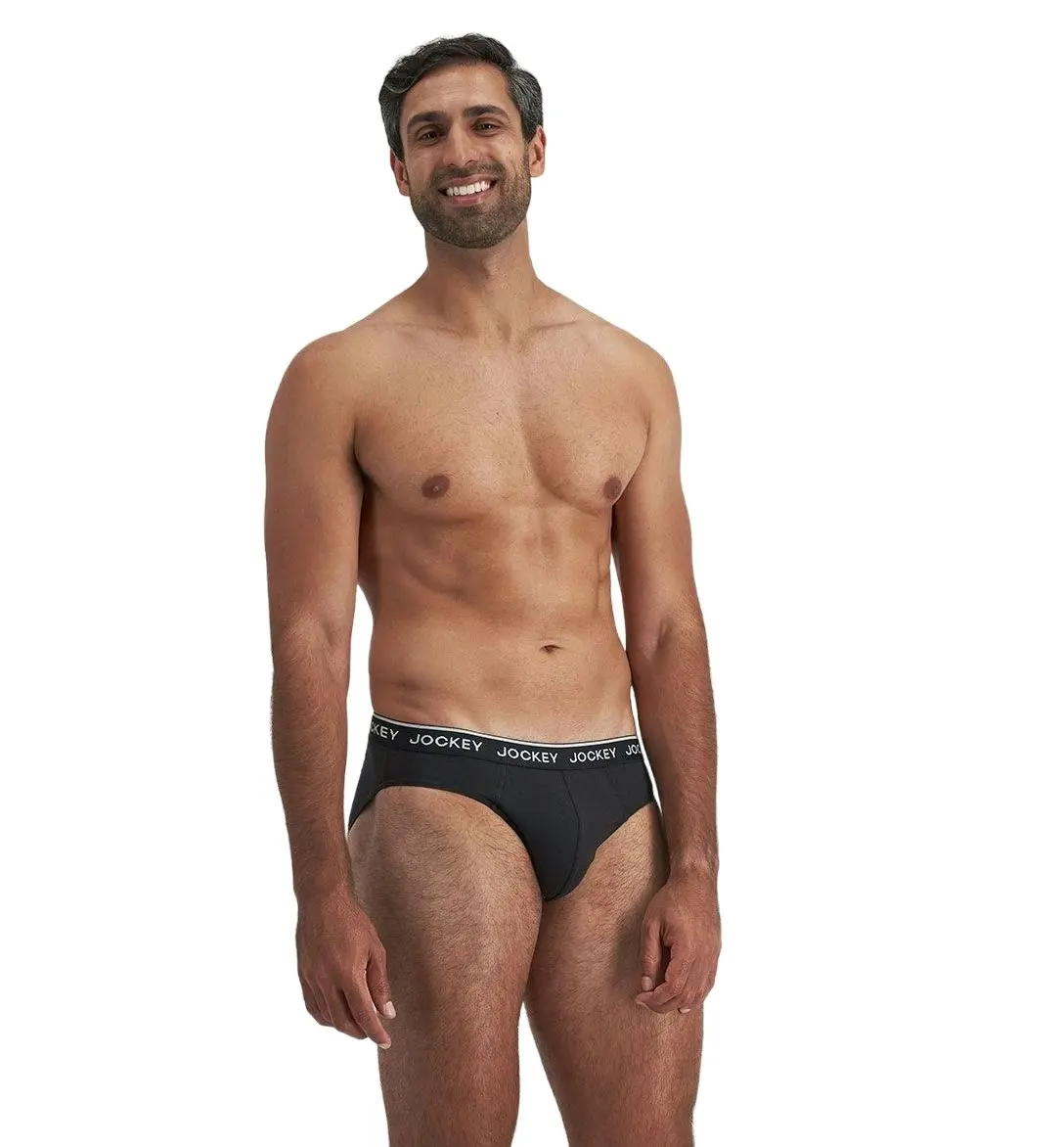 20 X Jockey Elastic Cotton Brief Underwear Black / Grey Undies