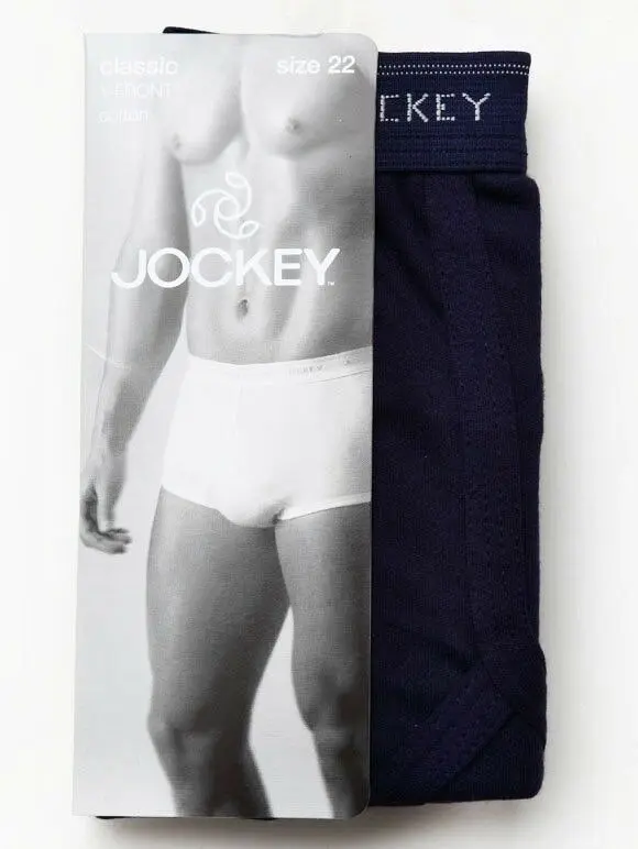 Mens Jockey Y Front Underwear White / Navy Large Brief Undies Plus 34 36 38 40