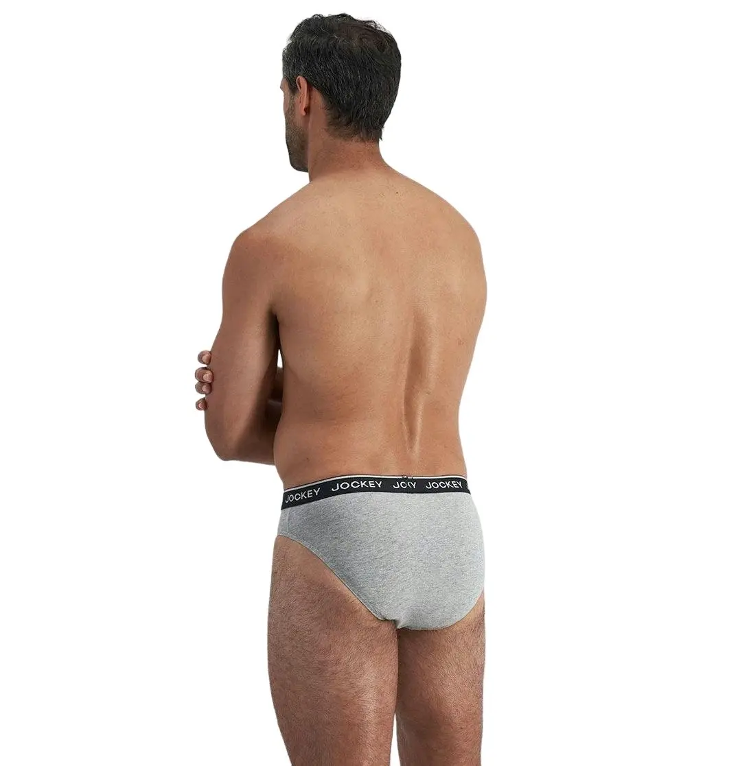 4 x Jockey Elastic Cotton Brief Underwear Black / Grey Undies