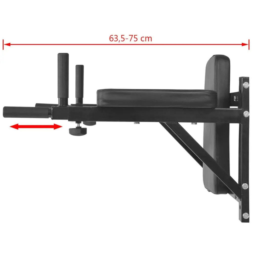 Wall-mounted Fitness Dip Station Black 91368