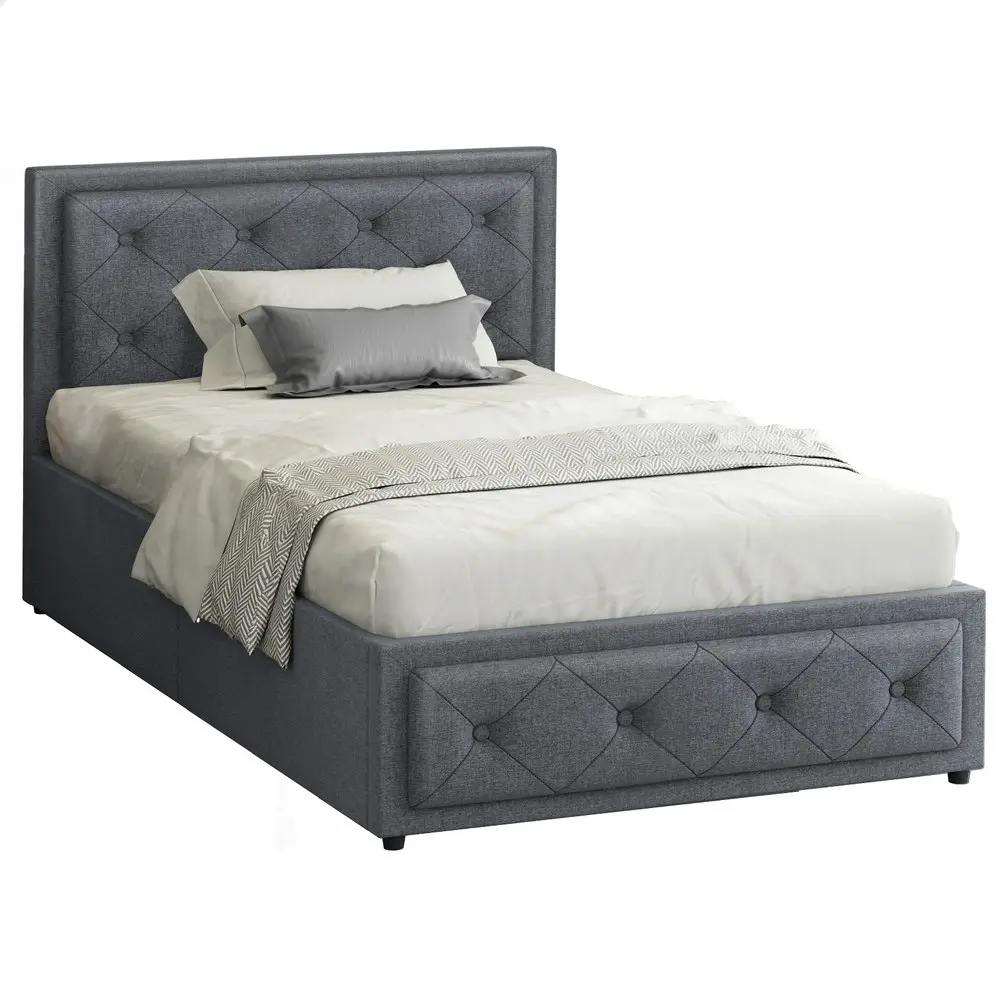 Alfordson Bed Frame King Single Gas Lift Storage Mattress Base Fabric Grey