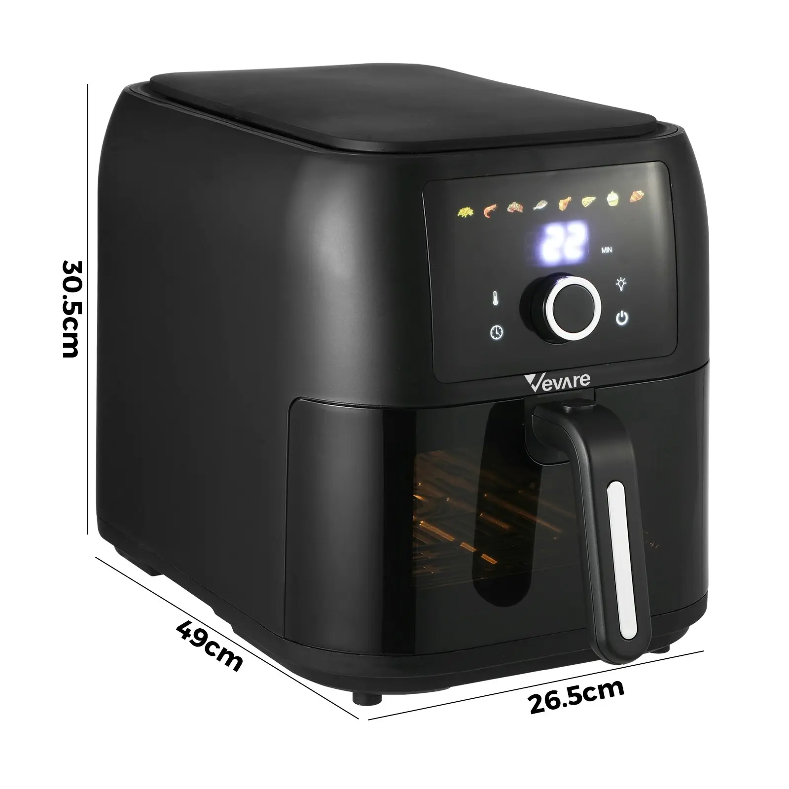 Vevare Air Fryer 8L Fryers Oven Digital Touch Oil Free Cooker 1700W Kitchen