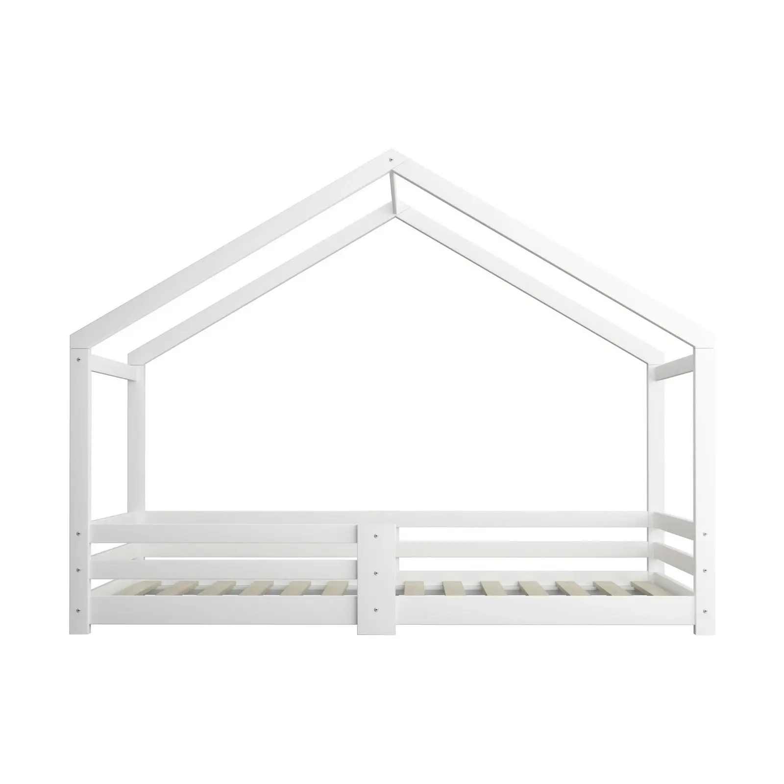 Oikiture Kids Bed Frame Mattress Wooden Timber House Montessori White