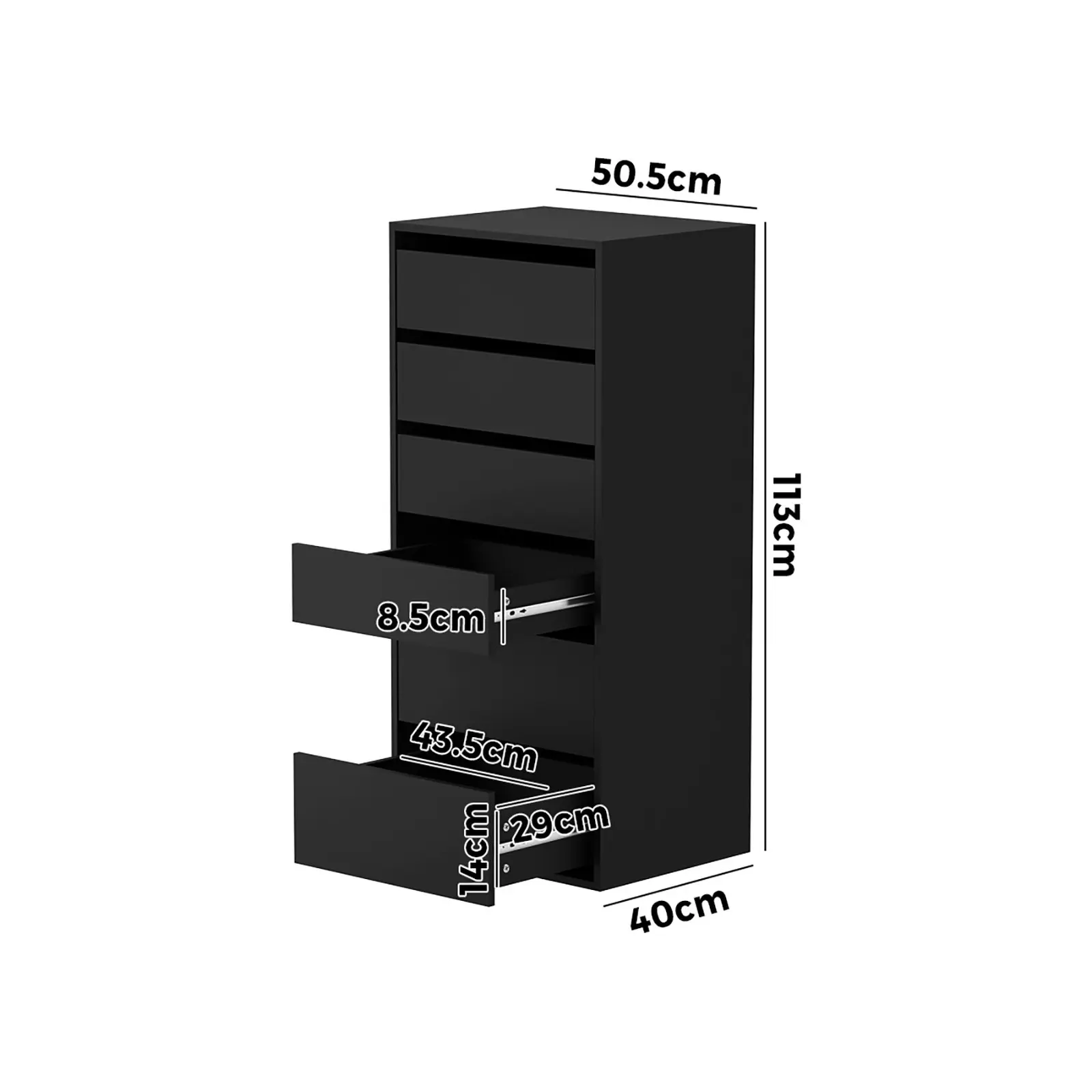 Oikiture Wardrobe Shelf Unit 6 Chest of Drawers Clothes Storage Cabinet Black