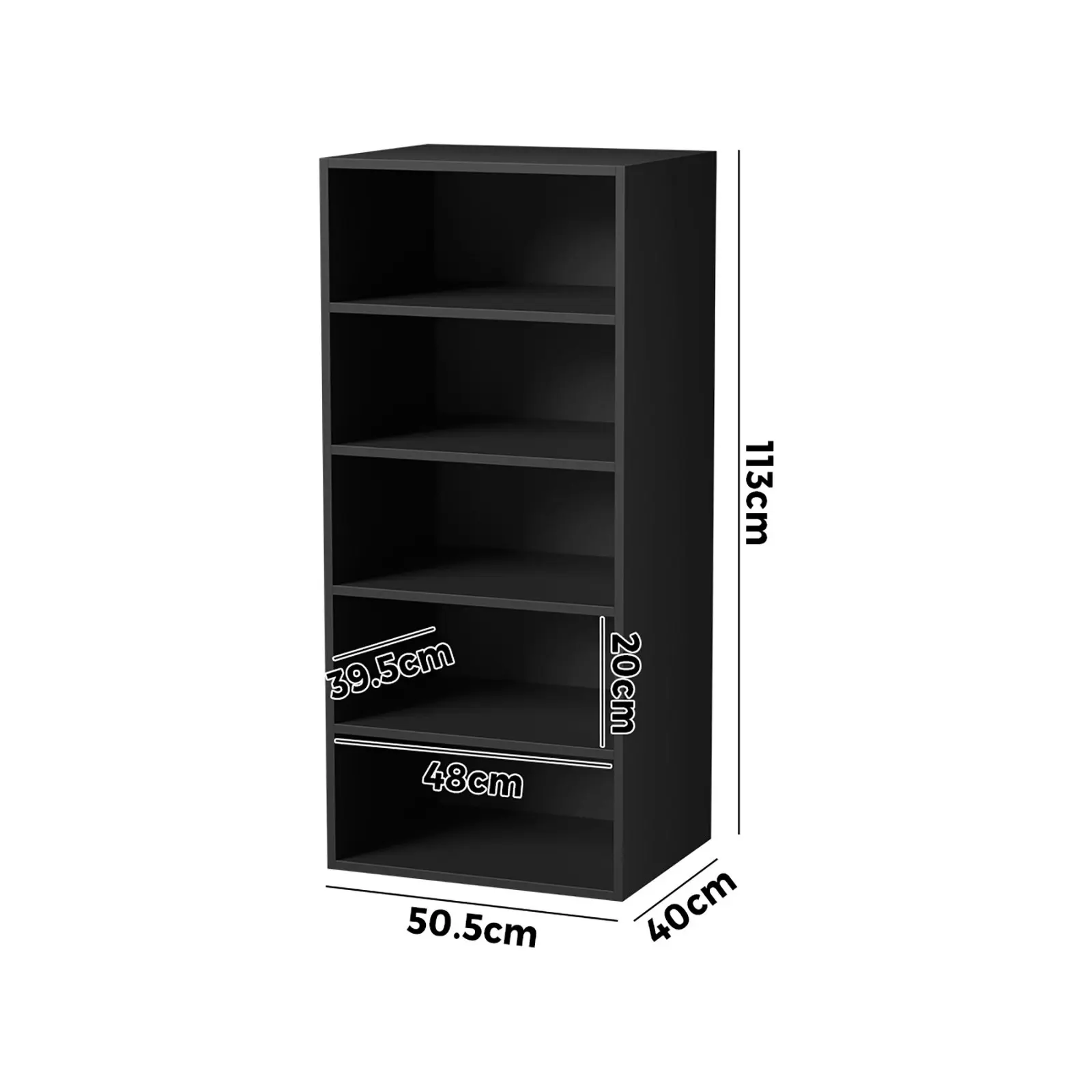 Oikiture Wardrobe Shelf Unit Clothes Storage Cabinet 5 Shelves Organiser Black