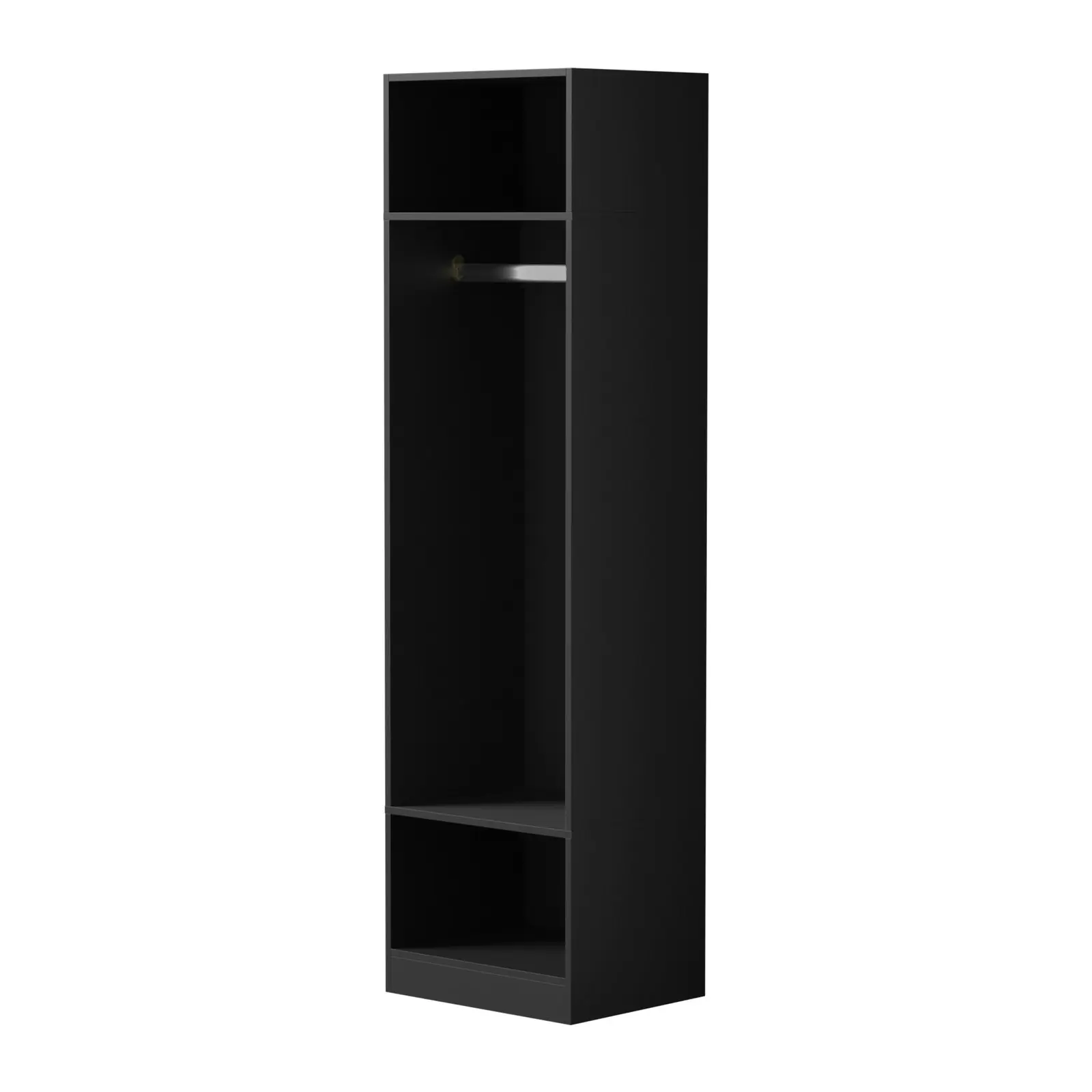 Oikiture Open Wardrobe Shelf Unit Clothes Storage 3 Shelves Hanging Rail Black